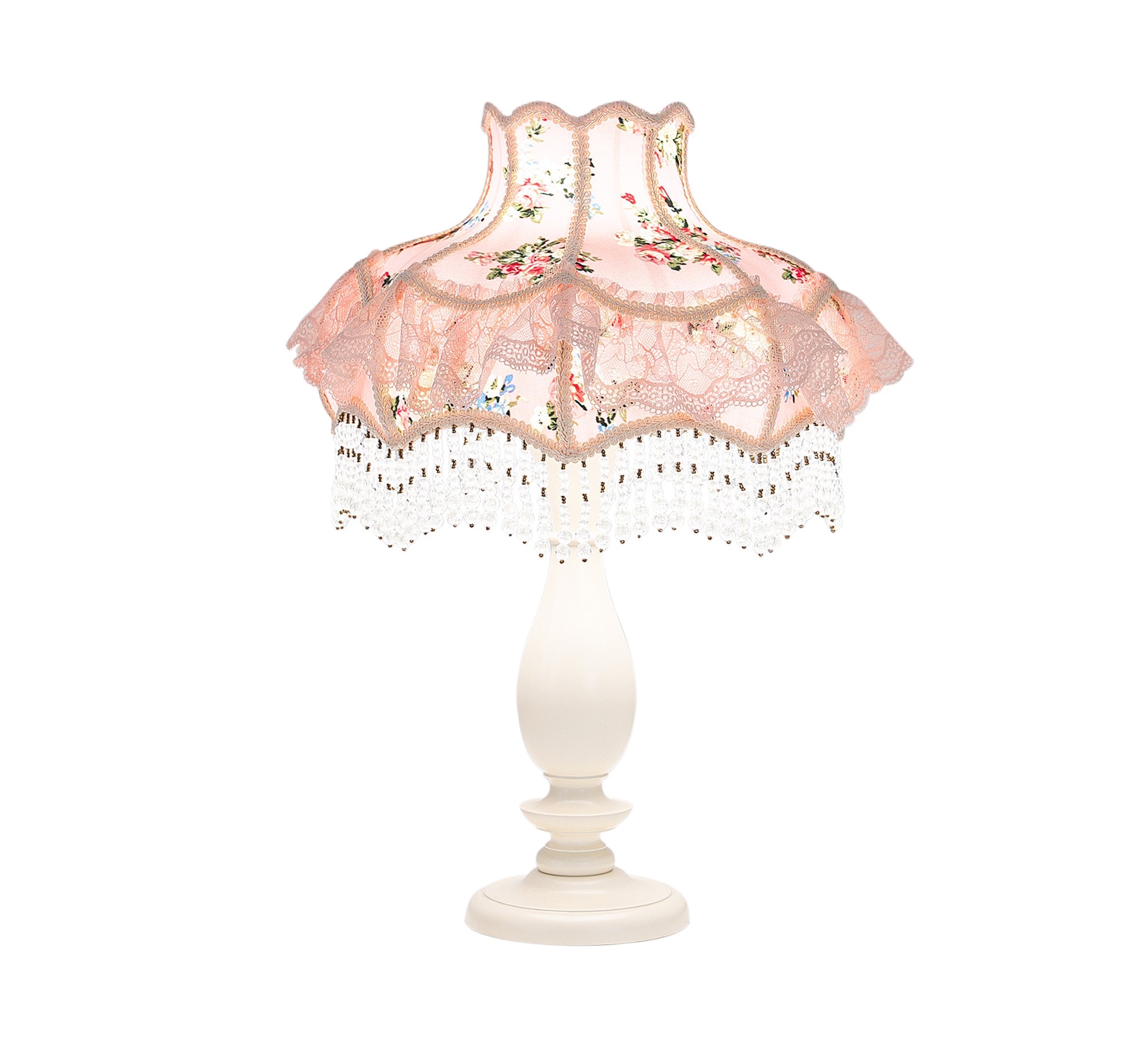 Pink Lamp with Bead Tassels - Vitrine Furniture - Lighting