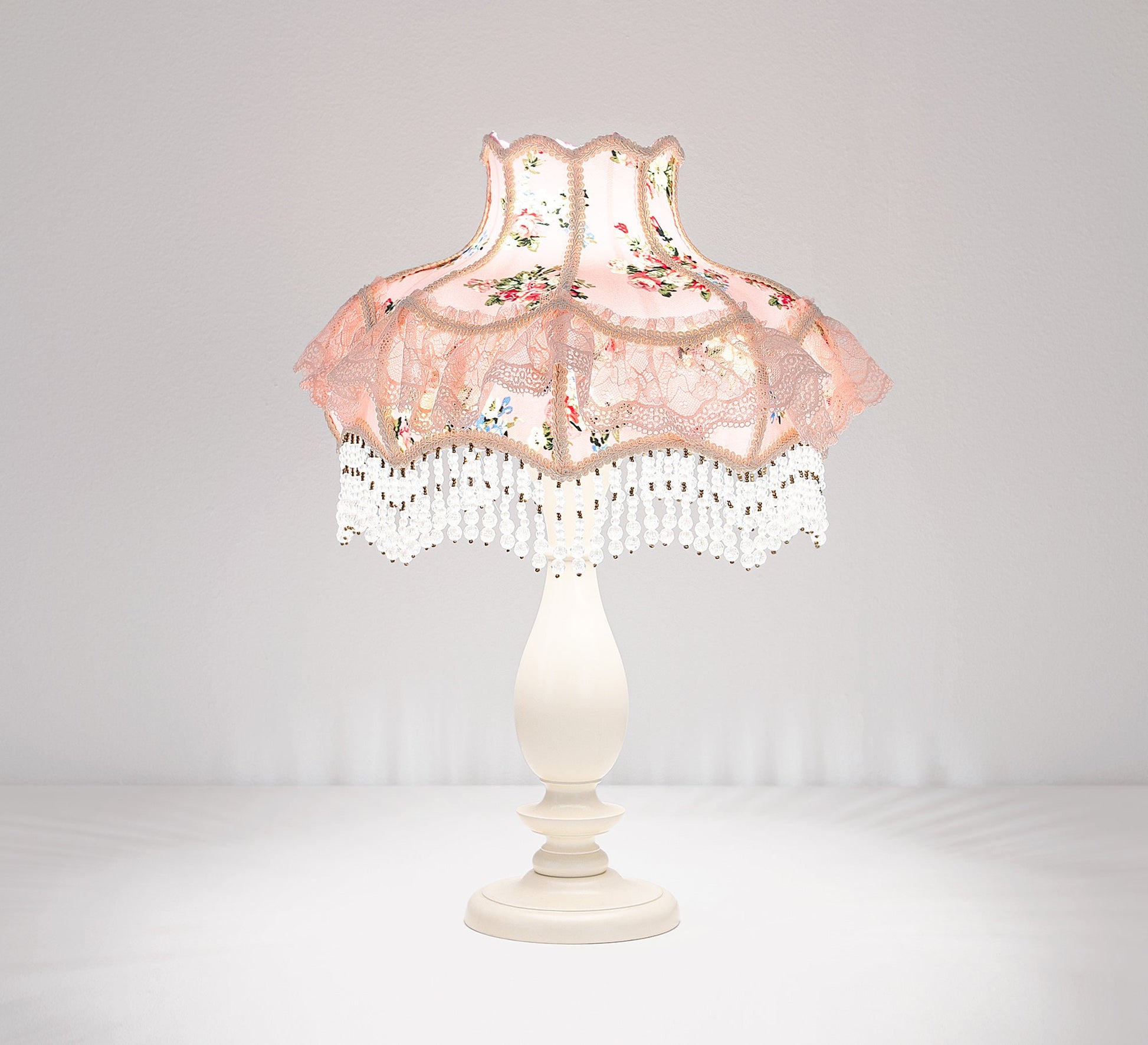 Pink Lamp with Bead Tassels - Vitrine Furniture - Lighting