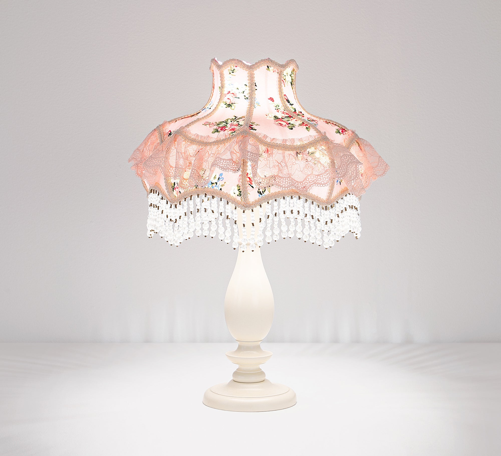Pink Lamp with Bead Tassels - Vitrine Furniture - Lighting