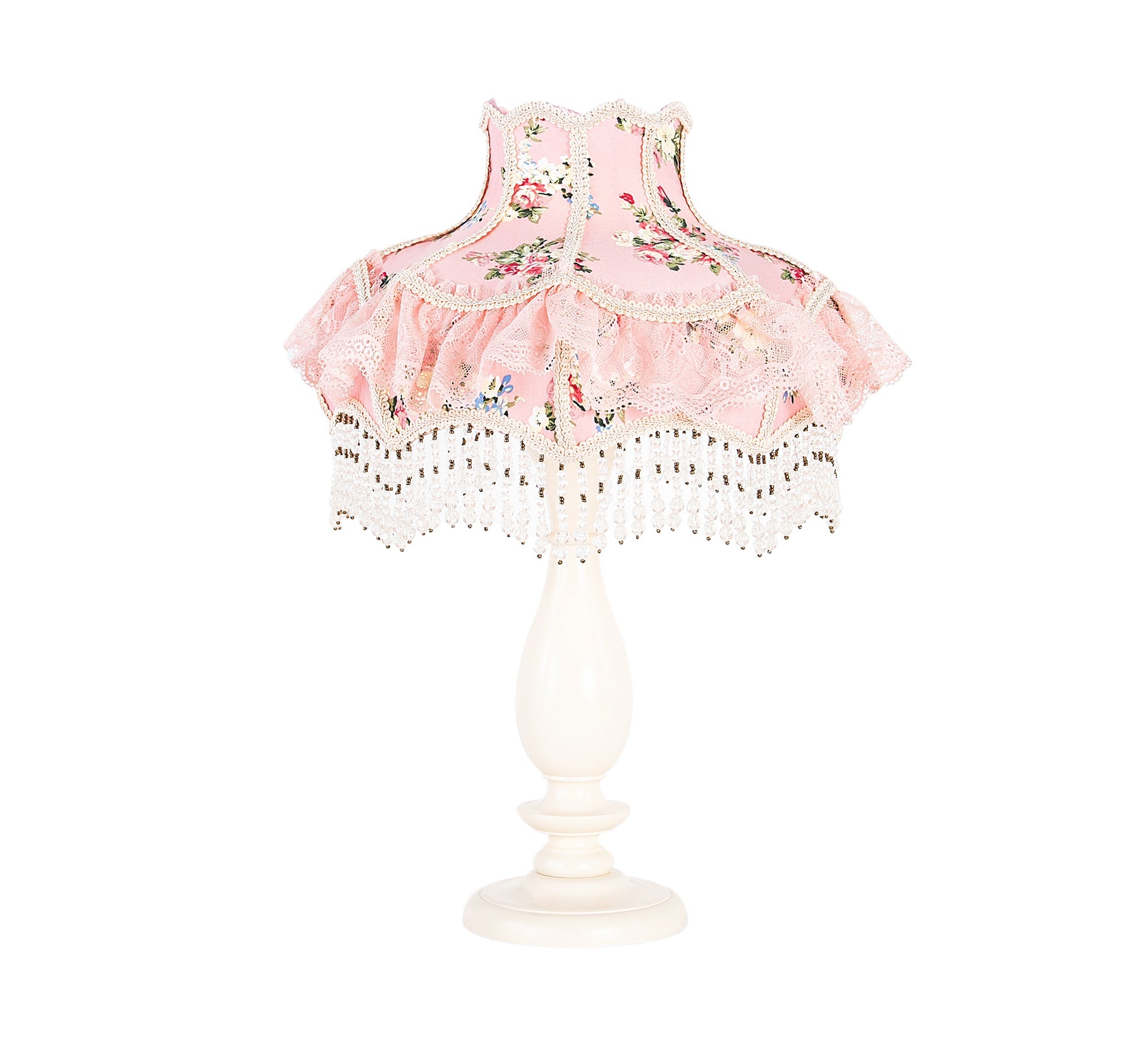 Pink Lamp with Bead Tassels - Vitrine Furniture - Lighting