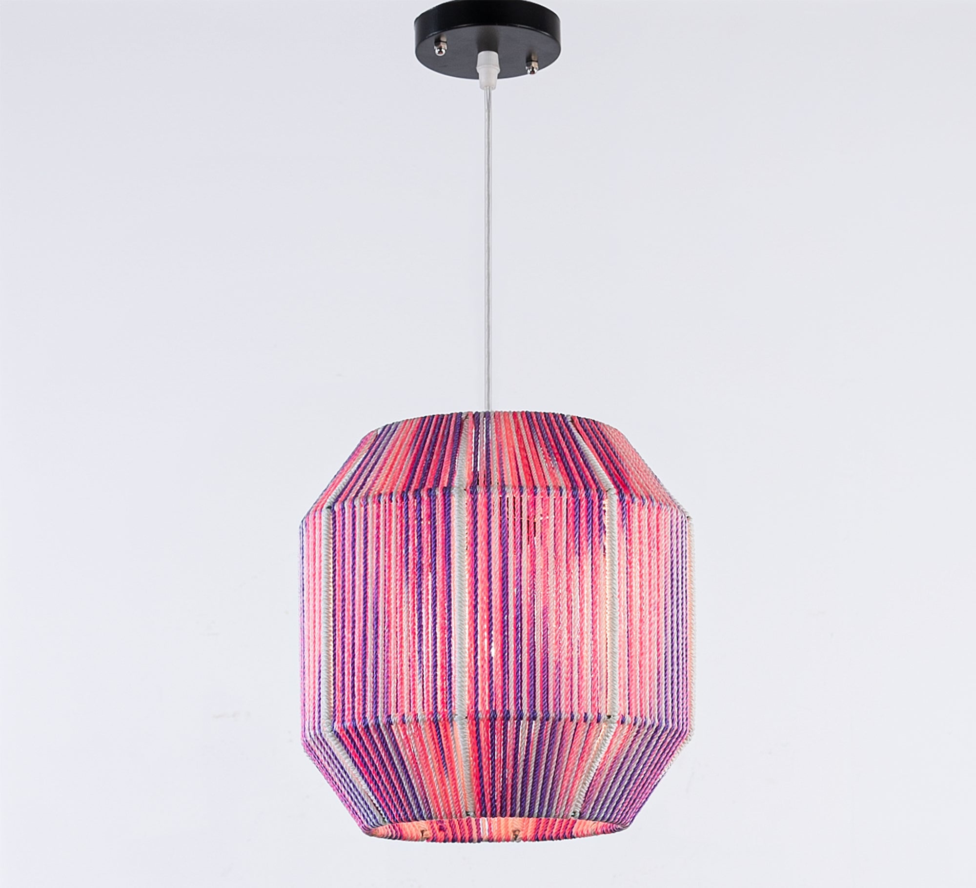 Pink macrame chandelier - Vitrine Furniture - Lighting