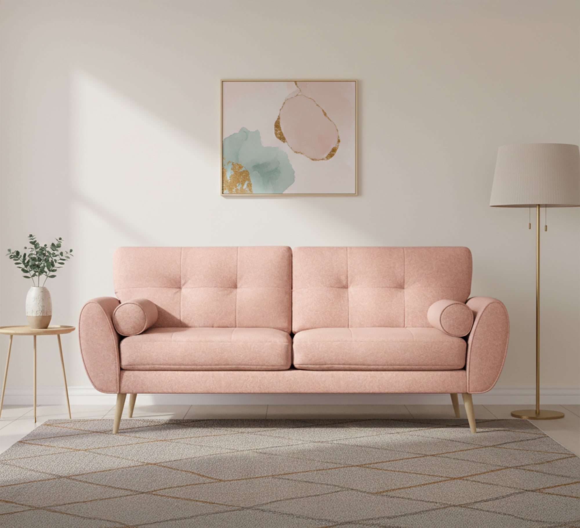 Pink sofa high on elegant wooden legs - Vitrine Furniture - Living room Sofas