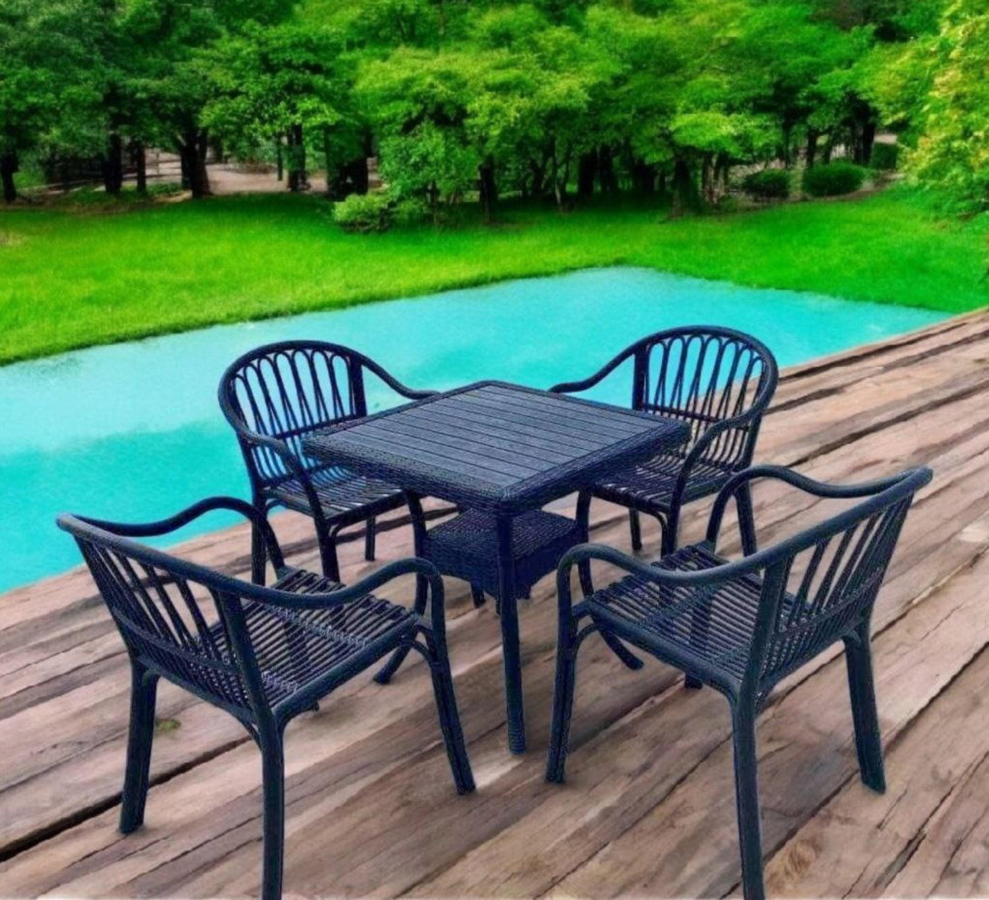 Plastic set with four chairs and a square table - Vitrine Furniture - Outdoor Products