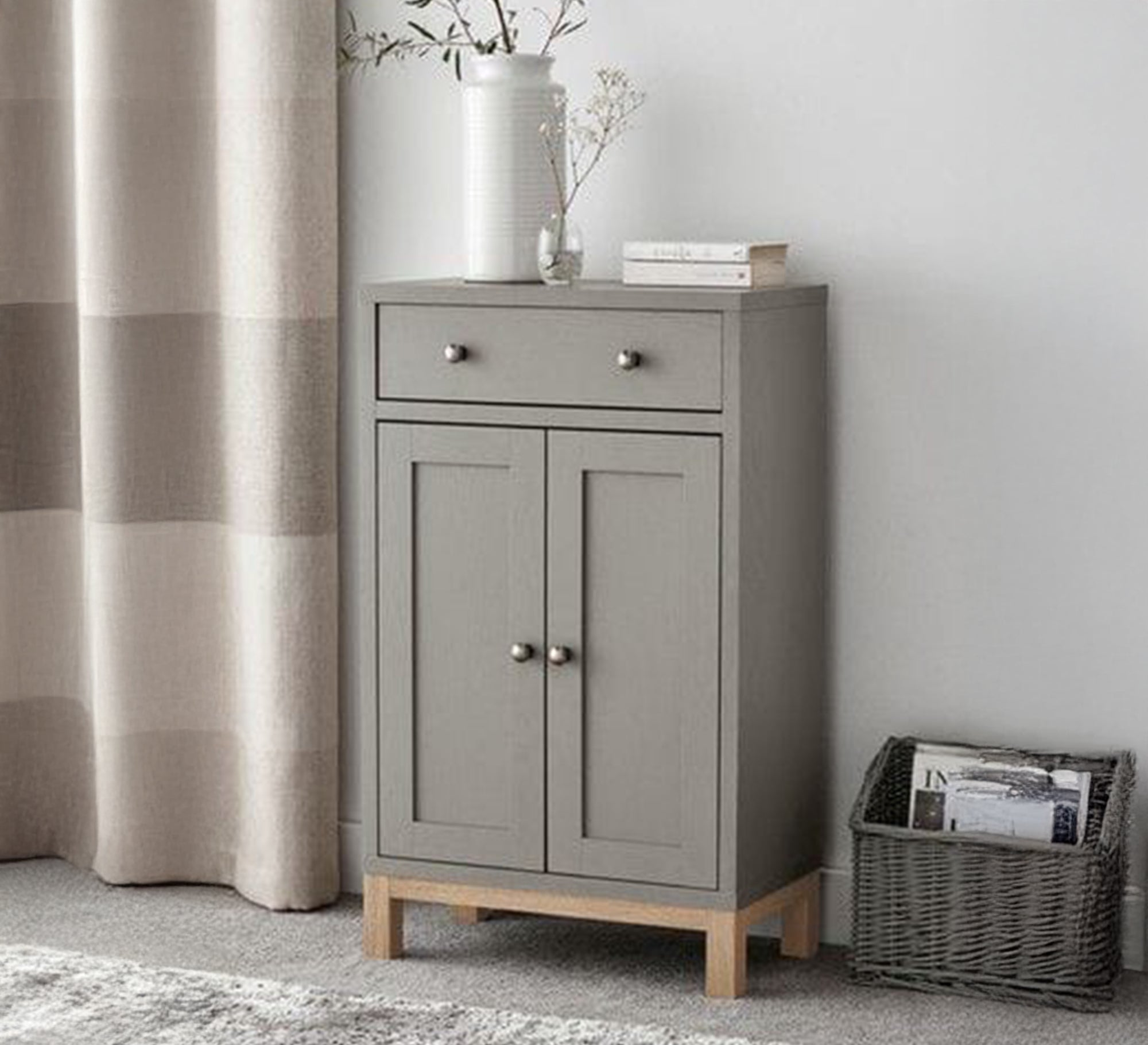 Practical and stylish gray storage cabinet with drawers - Vitrine Furniture - Furniture