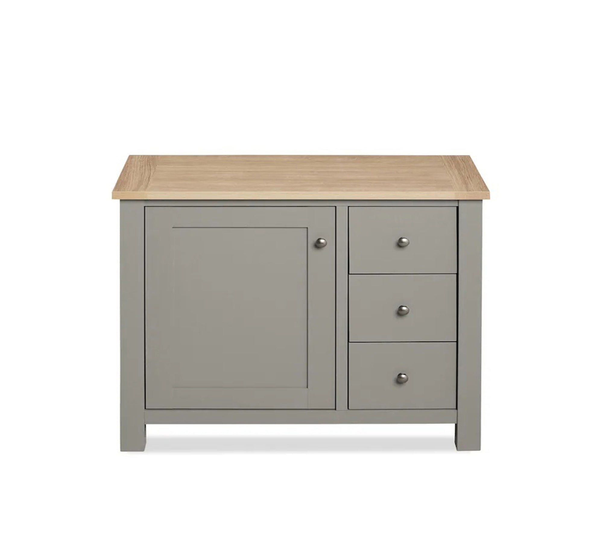 Practical gray storage cabinet with three drawers and a large door - Vitrine Furniture - Furniture