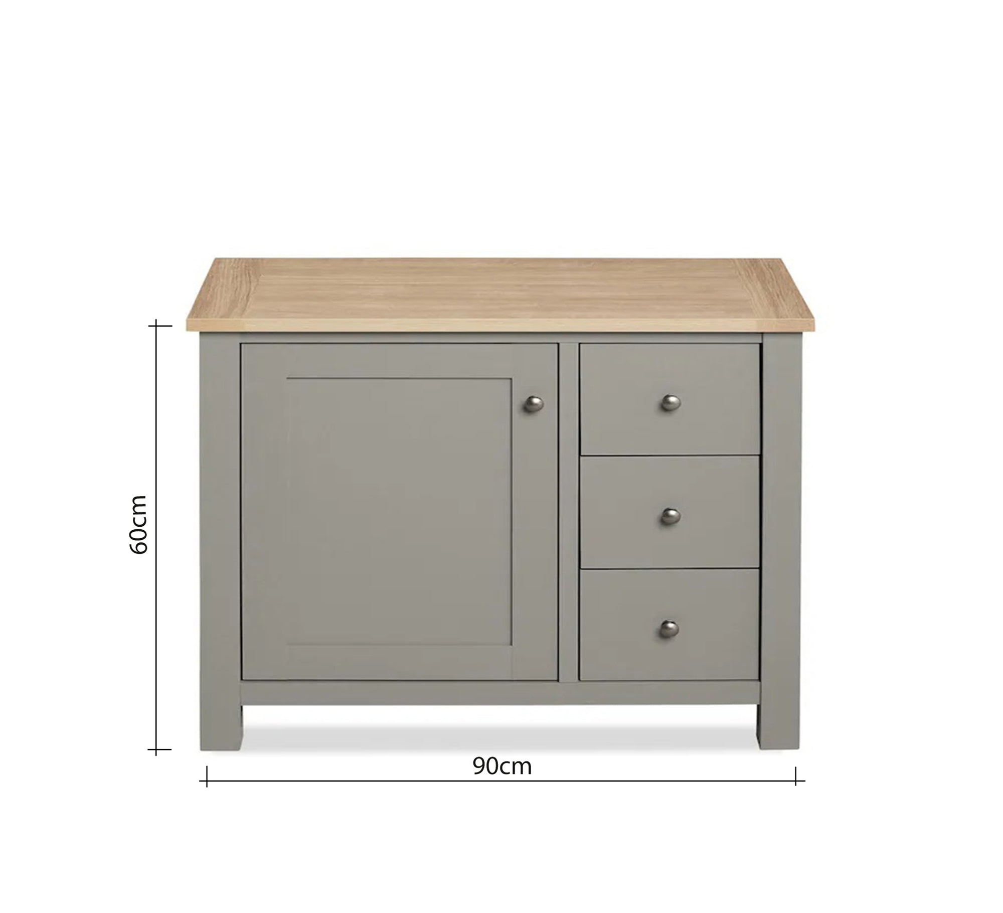 Practical gray storage cabinet with three drawers and a large door - Vitrine Furniture - Furniture