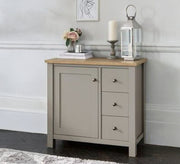 Practical gray storage cabinet with three drawers and a large door - Vitrine Furniture - Furniture
