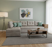 Practical Living: Grey Corner with Stylish Slatted Handles - Vitrine Furniture - L - shape sofa set