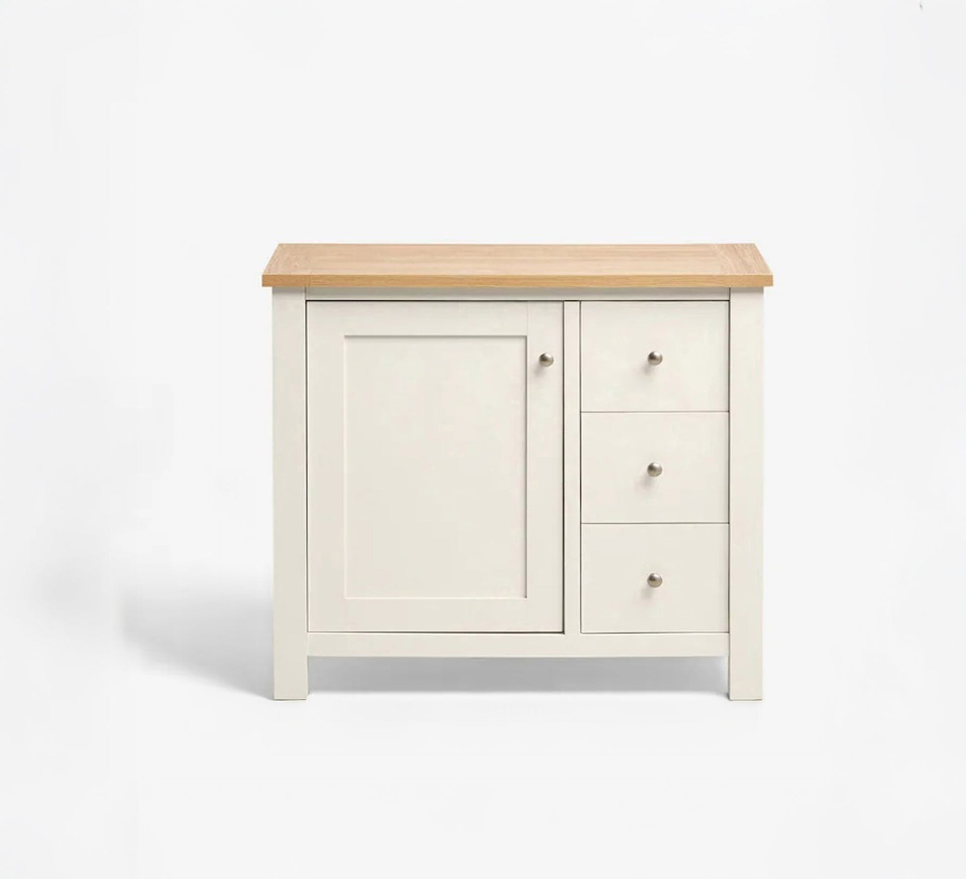 Practical white storage cabinet with three drawers and a large door - Vitrine Furniture - Furniture