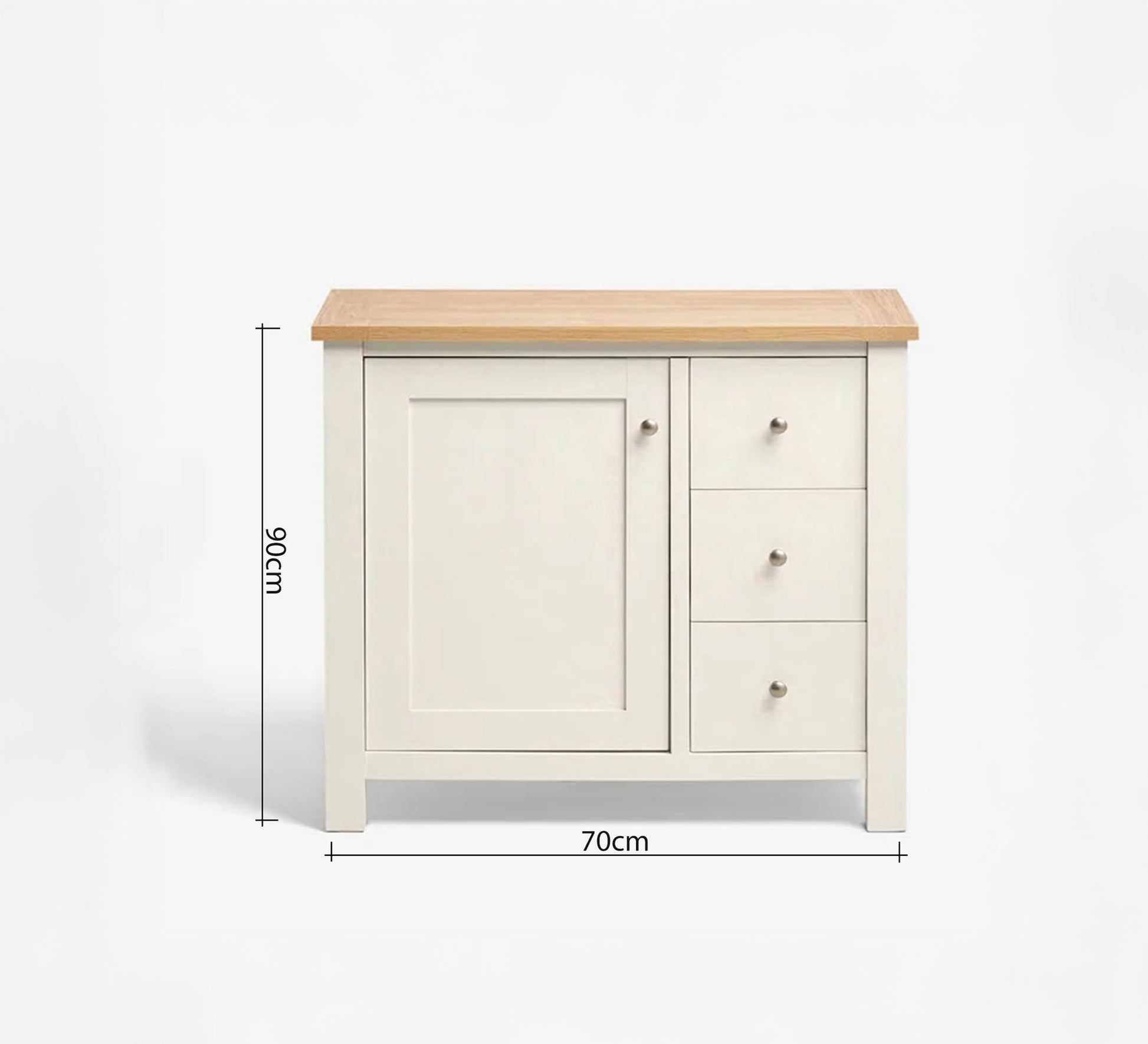 Practical white storage cabinet with three drawers and a large door - Vitrine Furniture - Furniture