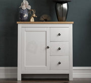 Practical white storage cabinet with three drawers and a large door - Vitrine Furniture - Furniture