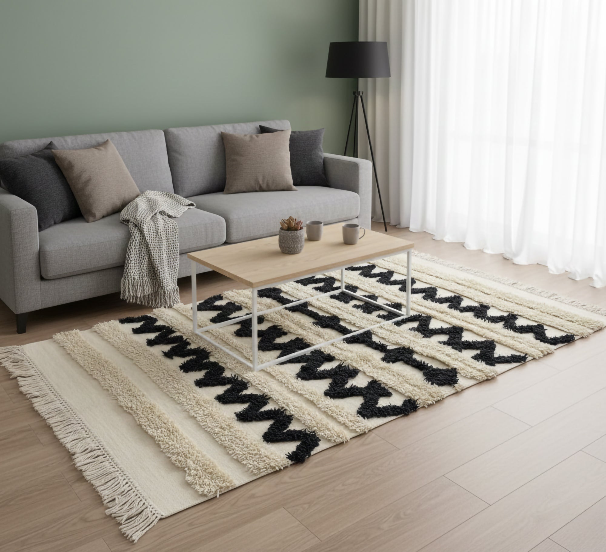 Pulled pile rug with a modern touch and thick herringbone patterns - Vitrine Furniture - Accessories