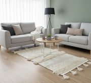 Pulled pile rug with polka dot patterns and dense fringe - Vitrine Furniture - Accessories