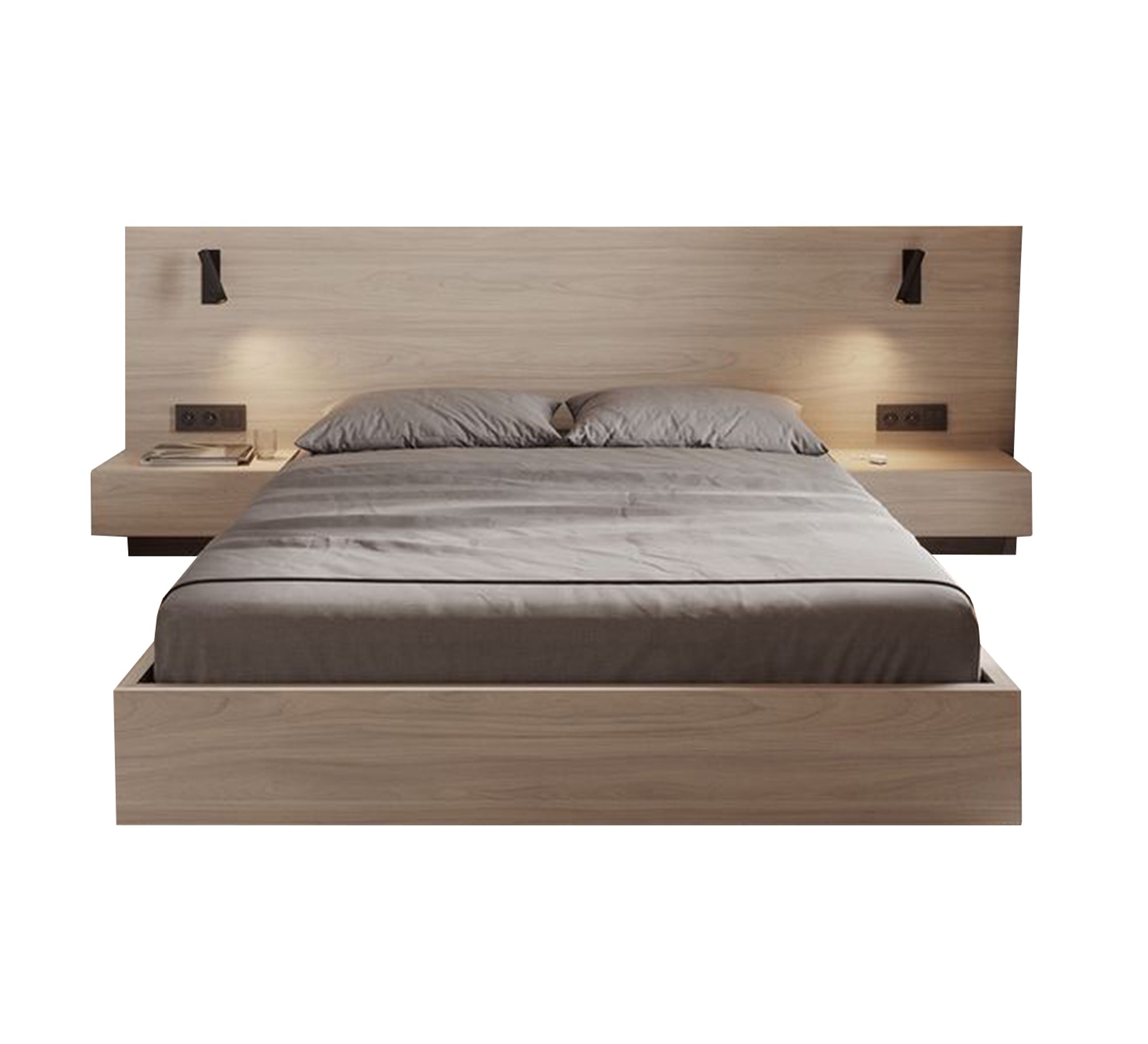 Queen Bed connected with 2 chests of drawers - Vitrine Furniture - Furniture