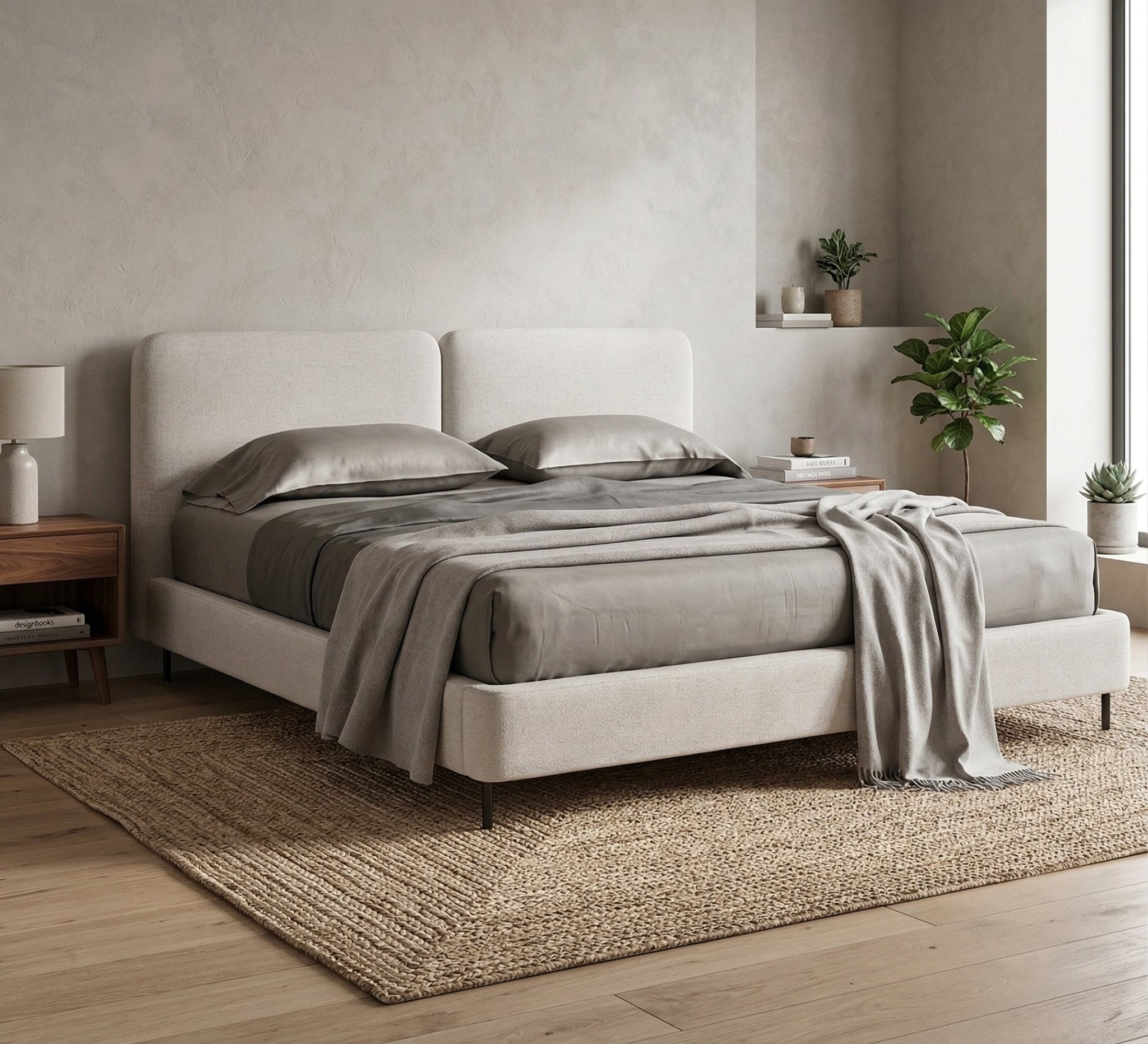 Queen bed with two - section backrest - Vitrine Furniture - Beds