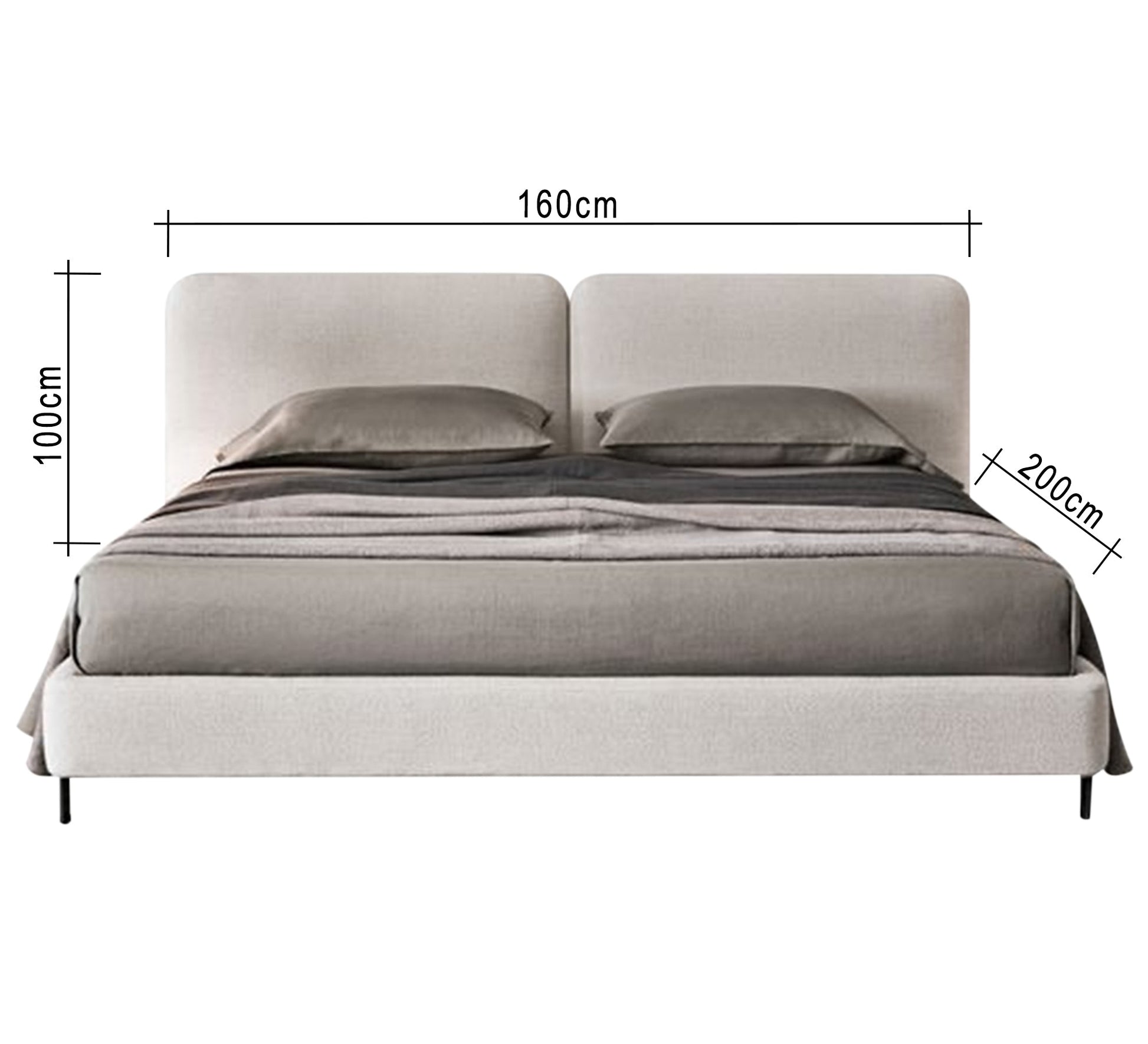 Queen bed with two - section backrest - Vitrine Furniture - Furniture
