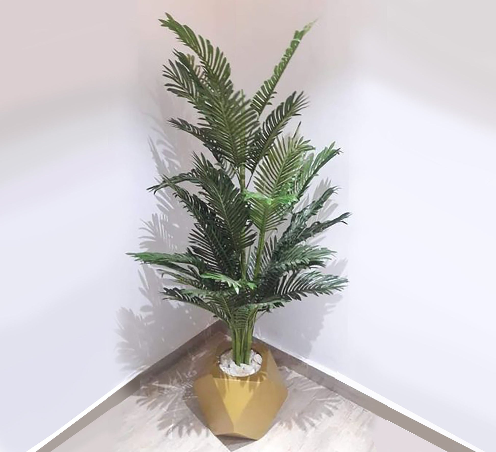 artificial plant gold pot Luxurious Bright Golden Artificial Plant Pot