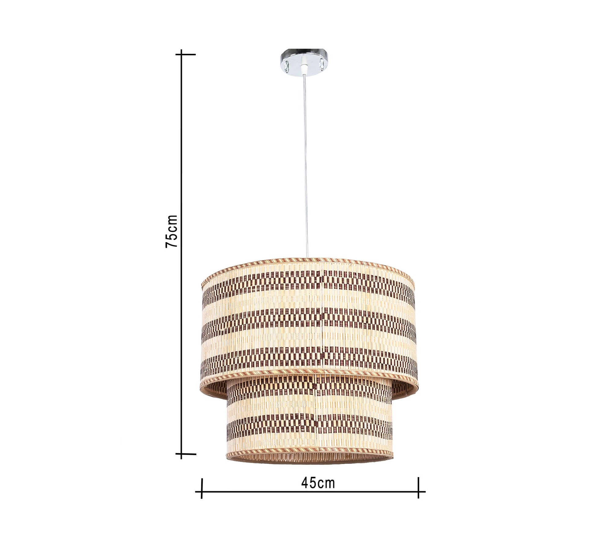 Rattan ceiling lamp in two graduated pieces - Vitrine Furniture - Lighting