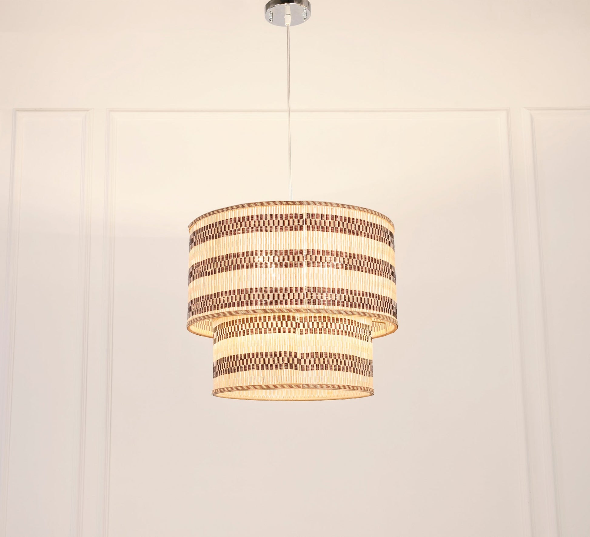 Rattan ceiling lamp in two graduated pieces - Vitrine Furniture - Lighting