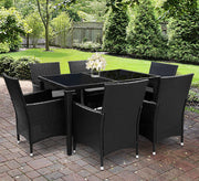Rattan dining set with table and six chairs - Vitrine Furniture - Outdoor Products