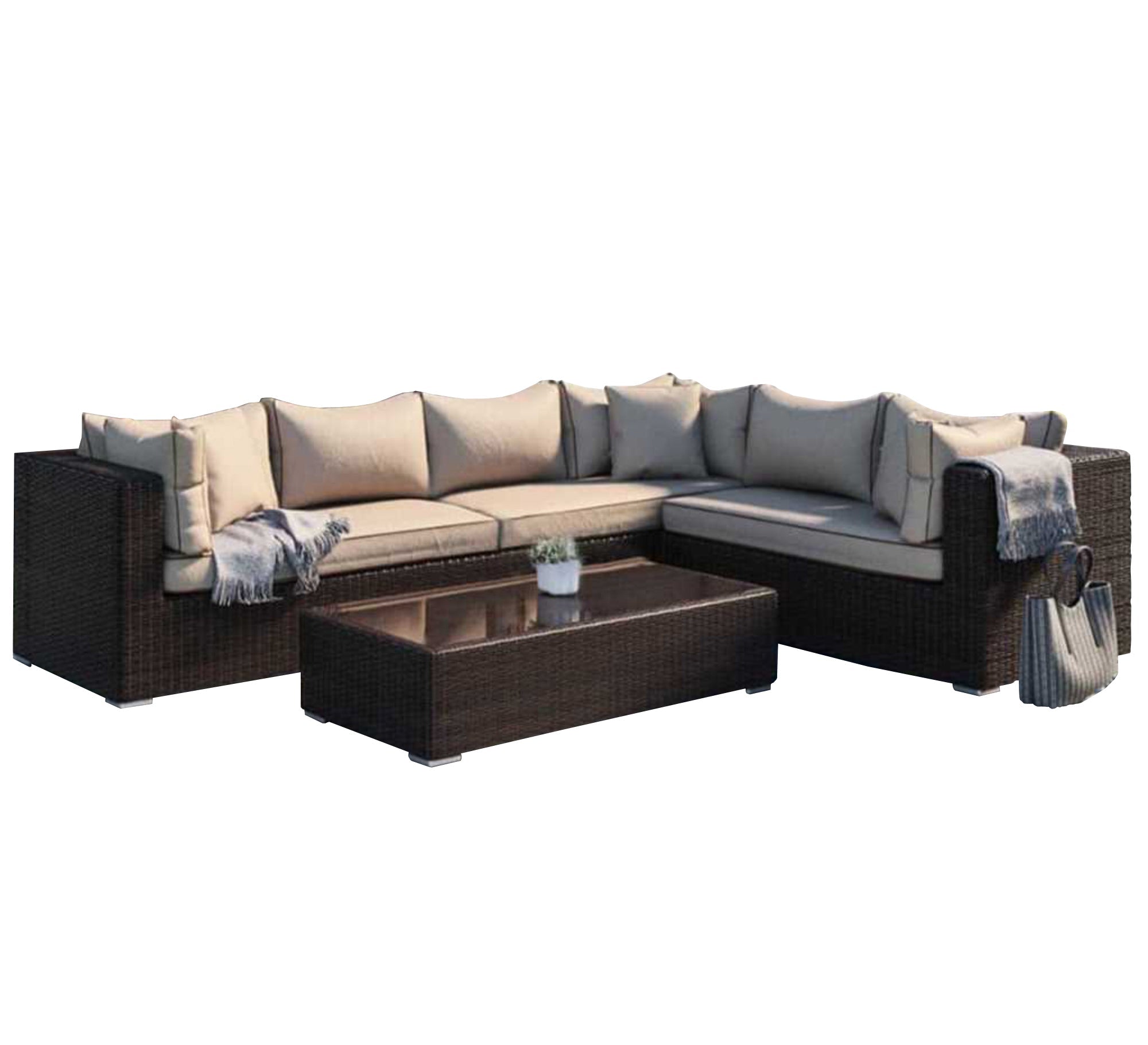 Rattan L - shaped corner seating set - Vitrine Furniture - Outdoor Products