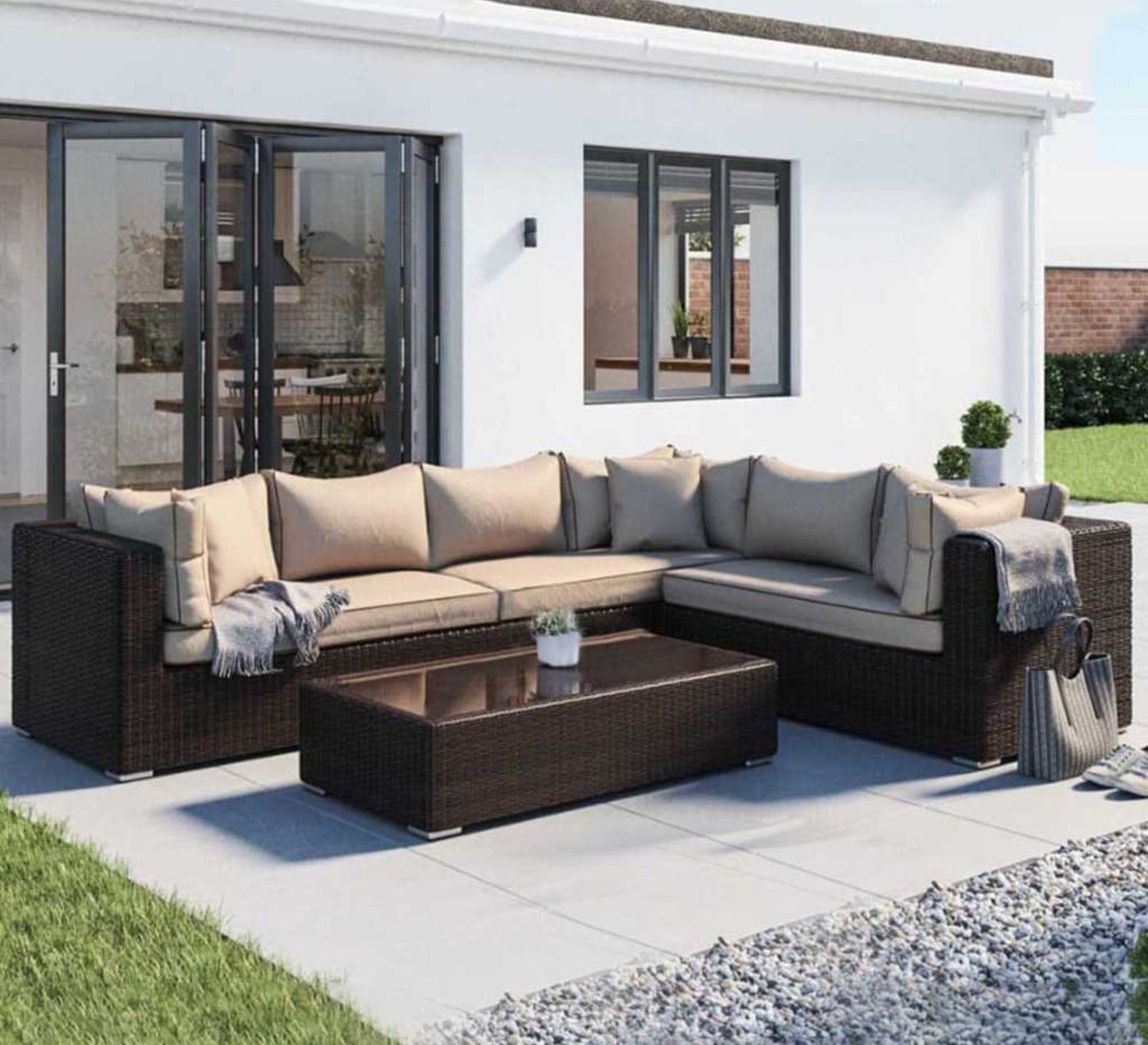 Rattan L - shaped corner seating set - Vitrine Furniture - Outdoor Products