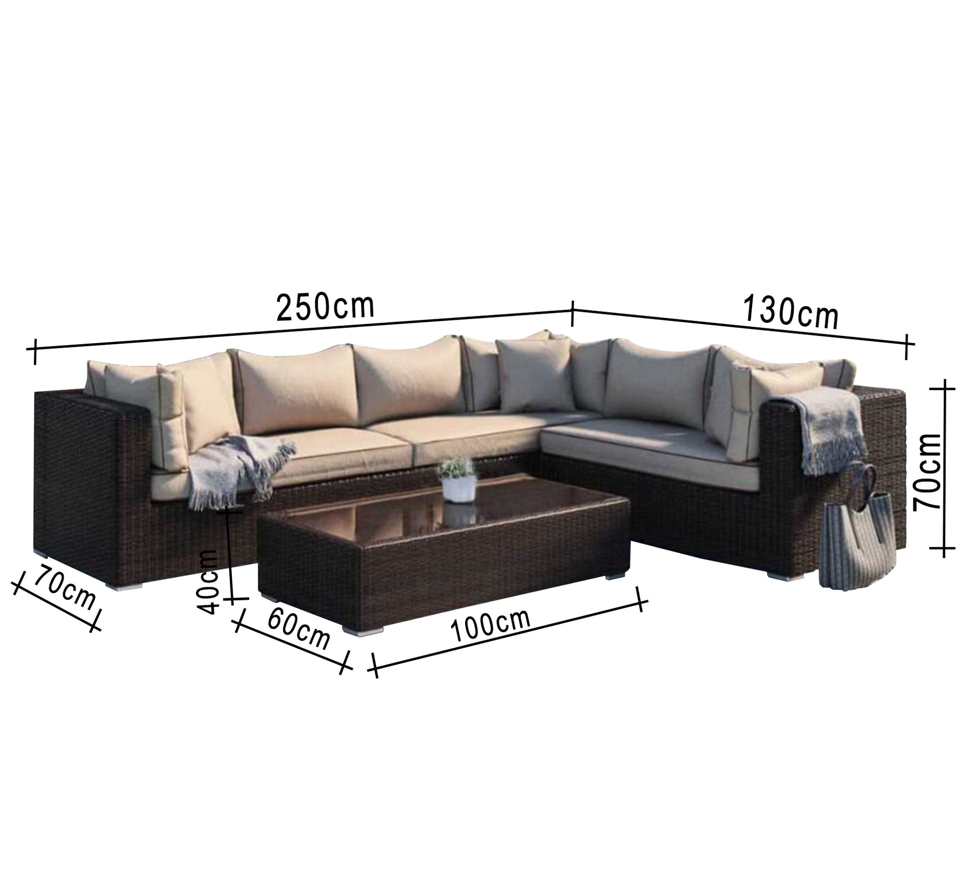Rattan L - shaped corner seating set - Vitrine Furniture - Outdoor Products