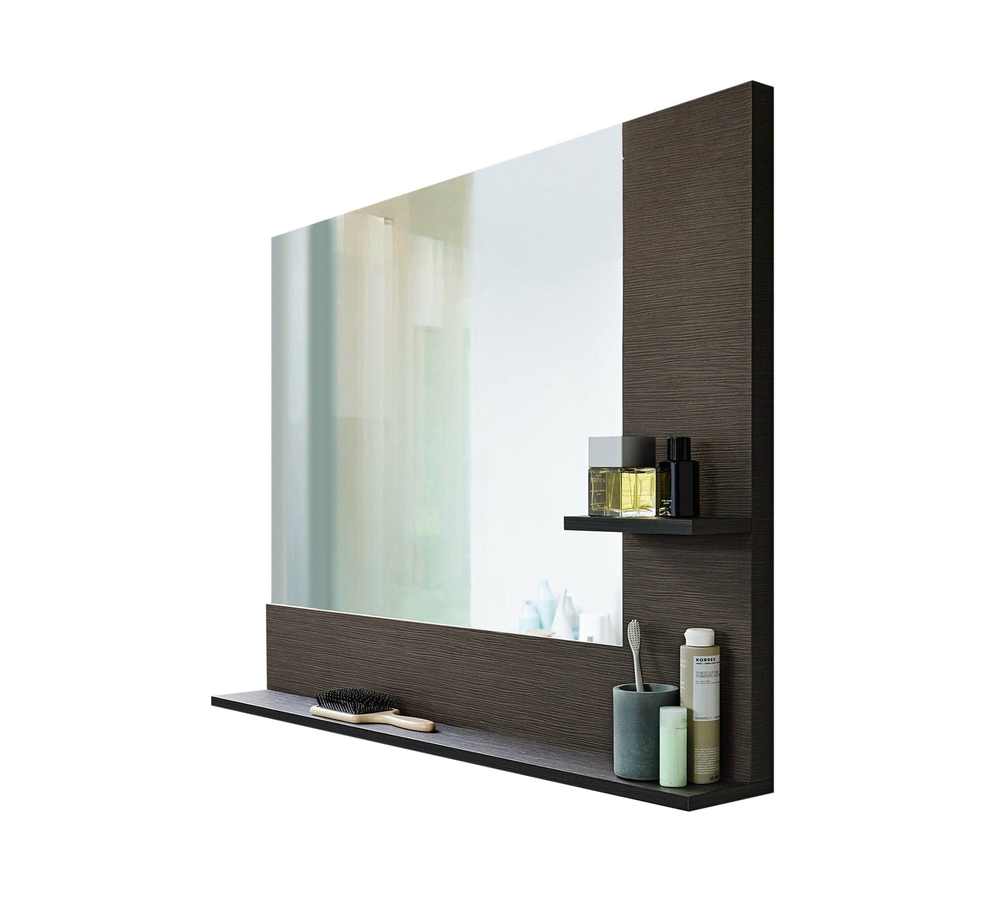 Rectangular bathroom mirror with one large shelf and one small shelf - Vitrine Furniture - Décor