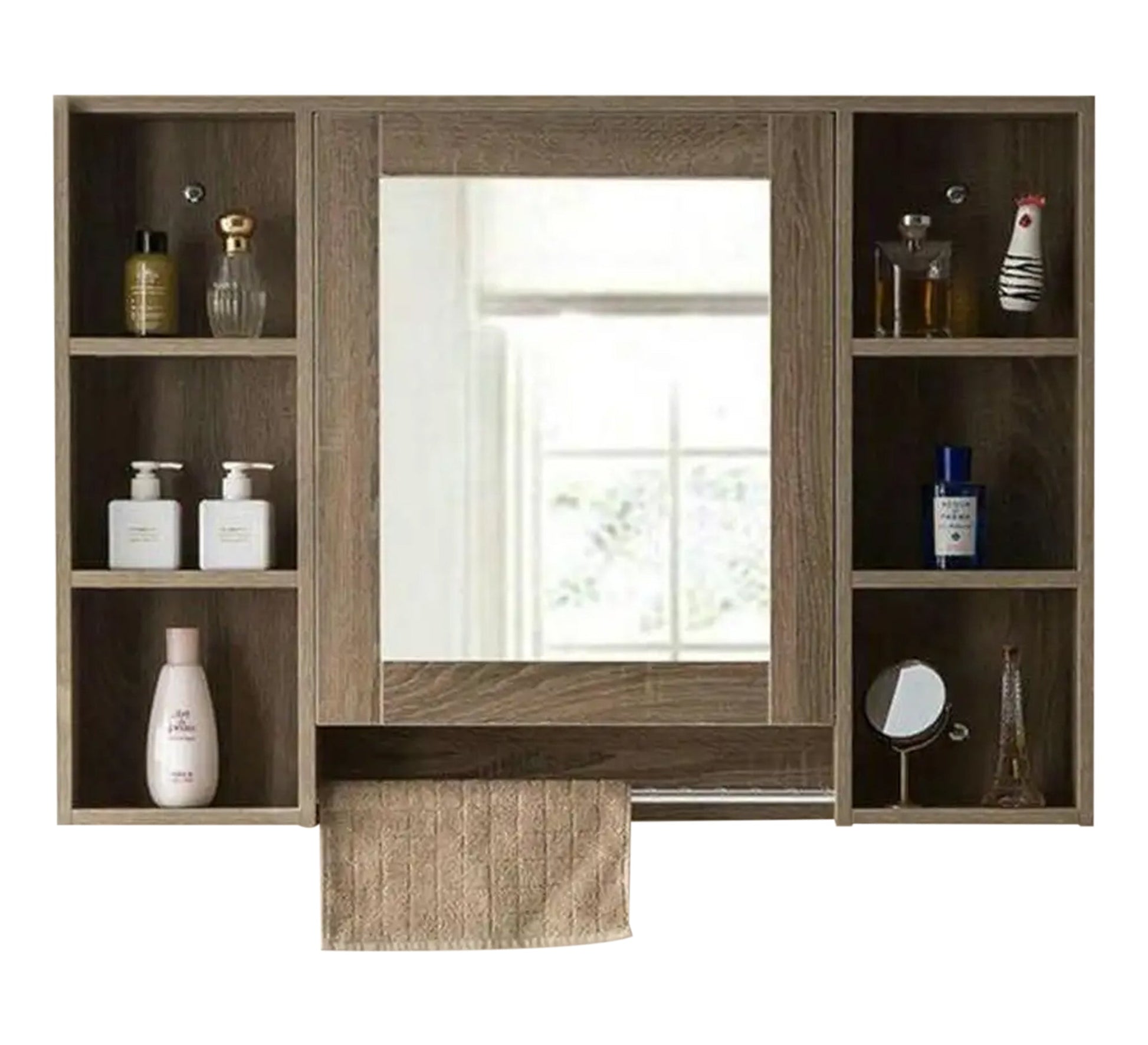 Rectangular bathroom mirror with side shelves - Vitrine Furniture - Furniture