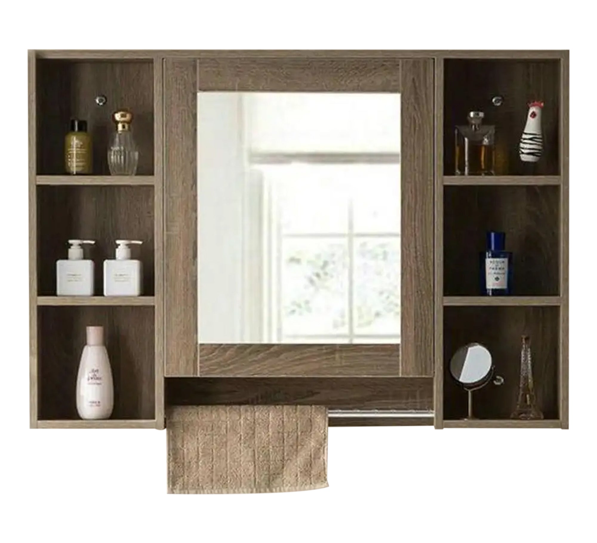 Rectangular bathroom mirror with side shelves - Vitrine Furniture - Furniture