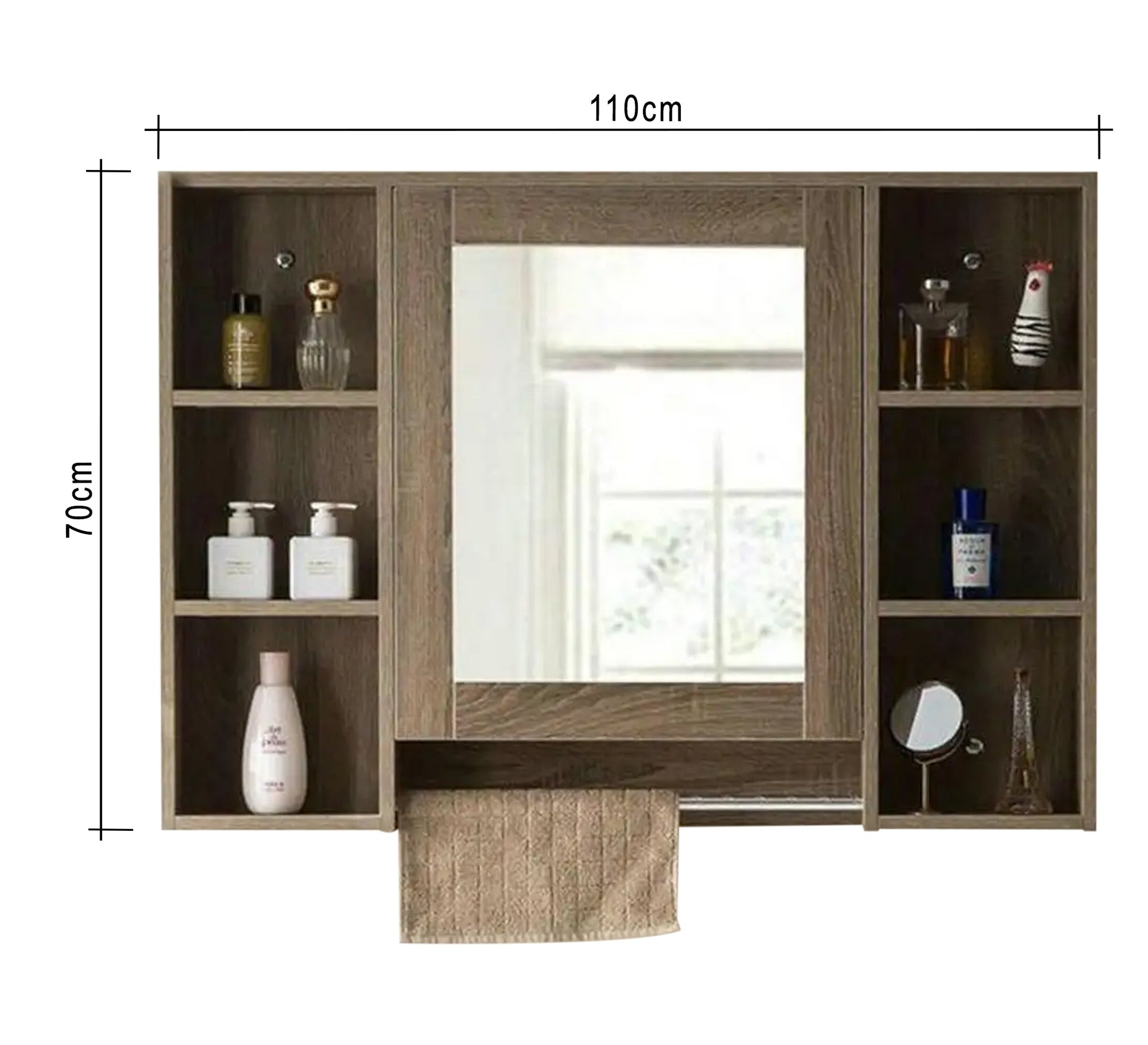 Rectangular bathroom mirror with side shelves - Vitrine Furniture - Furniture