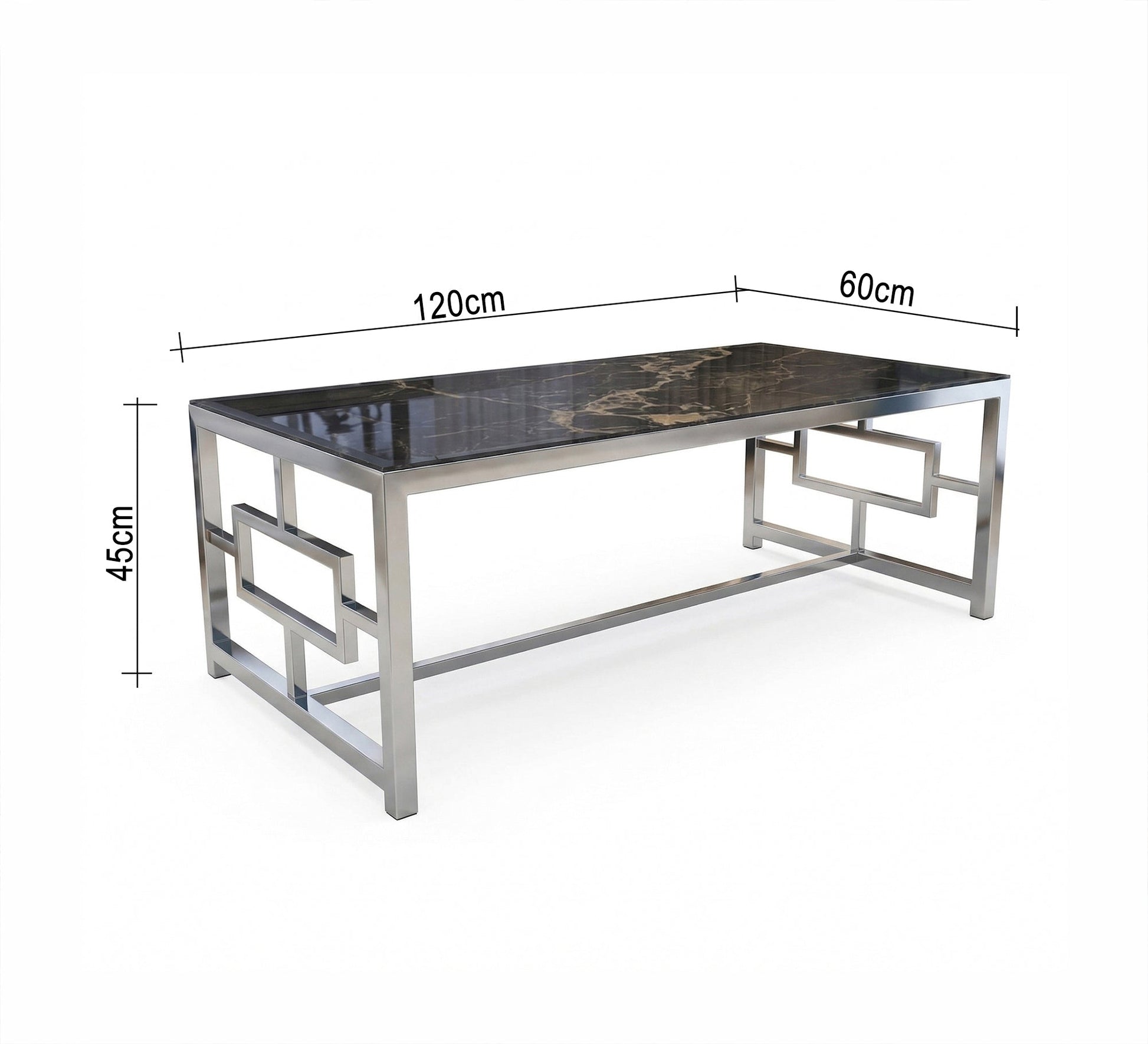 Rectangular coffee table in shiny silver - Vitrine Furniture - Coffee Tables