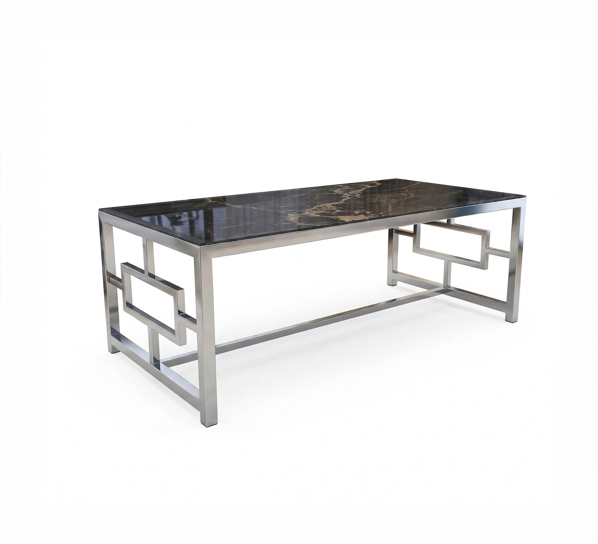 Rectangular coffee table in shiny silver - Vitrine Furniture - Coffee Tables