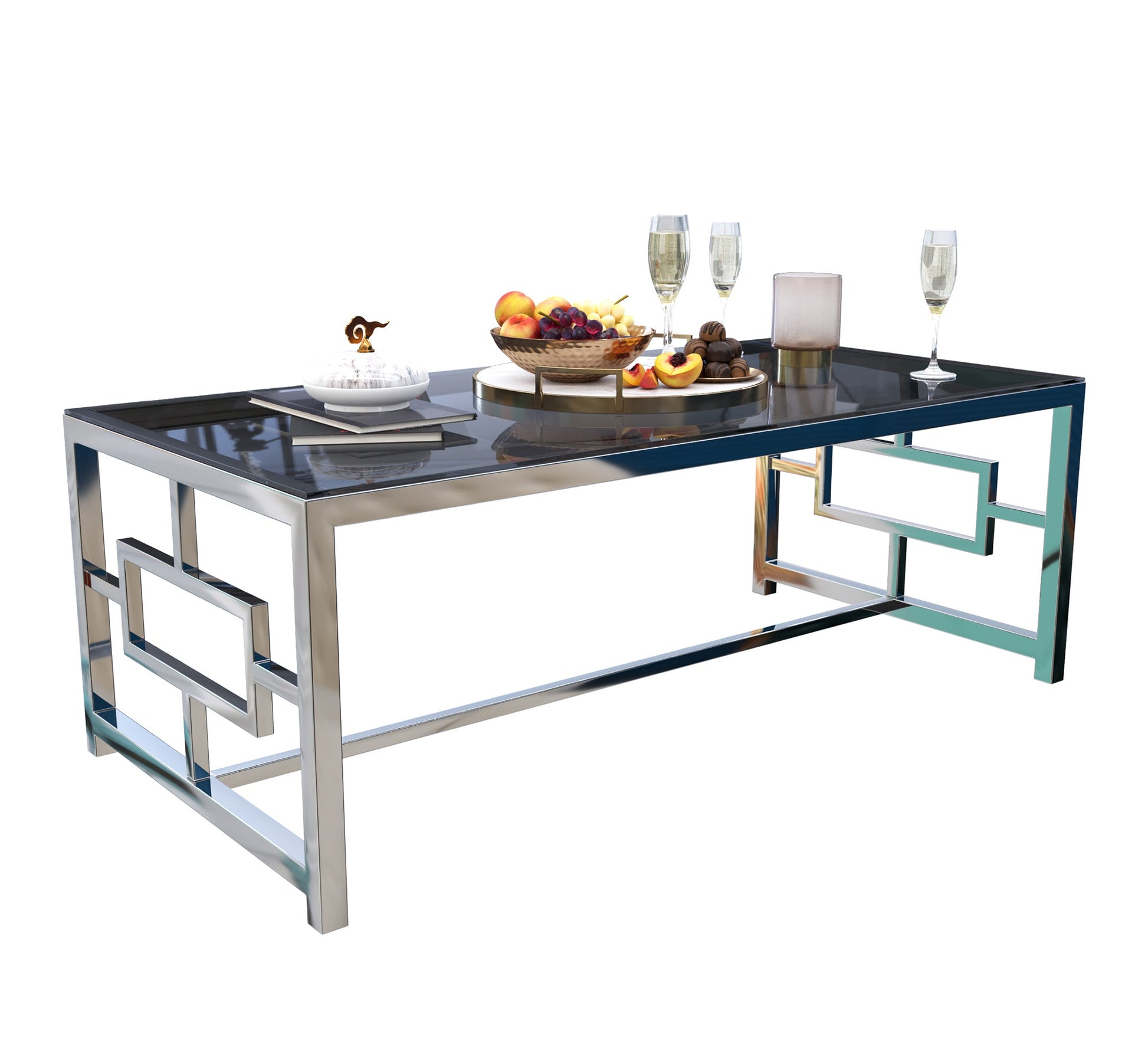 Rectangular coffee table in shiny silver - Vitrine Furniture - Furniture