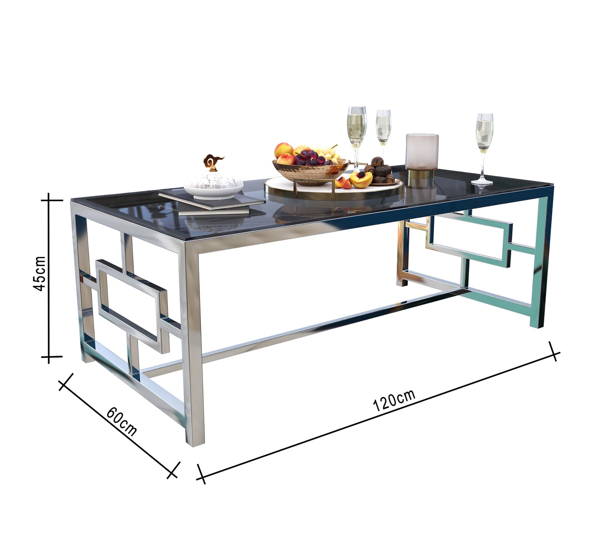 Rectangular coffee table in shiny silver - Vitrine Furniture - Furniture