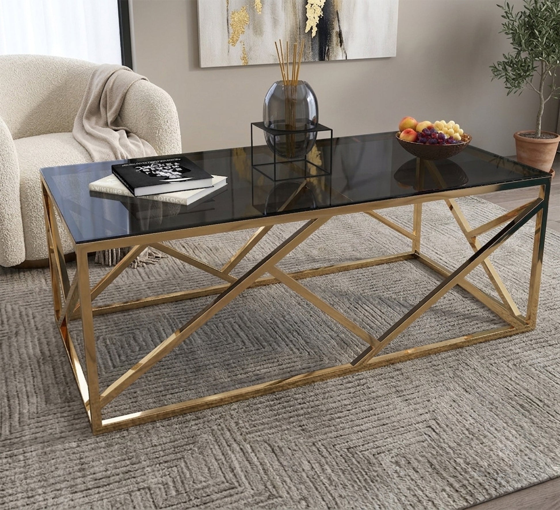 Rectangular coffee table with steel frame - Vitrine Furniture - Coffee Tables