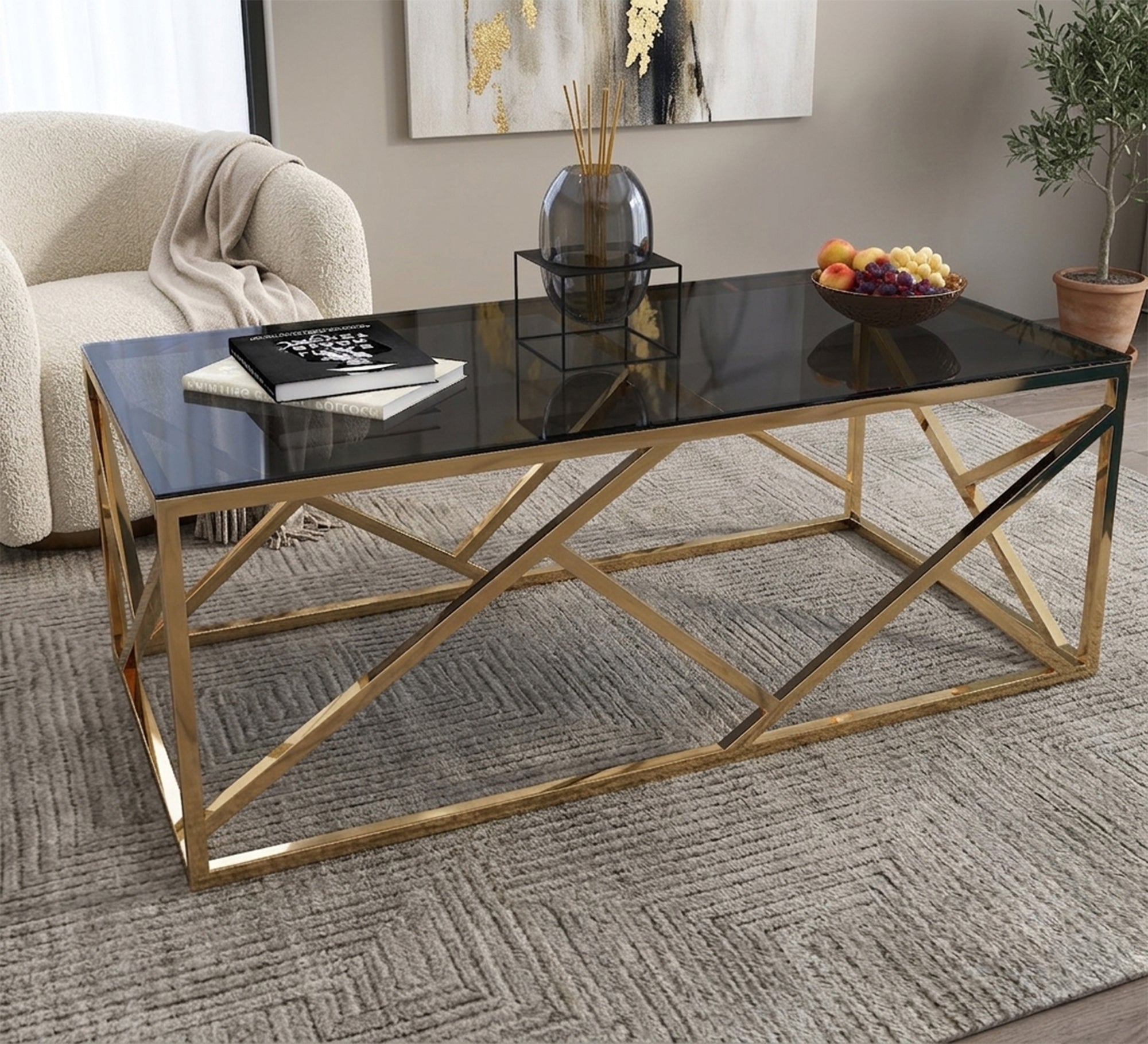 Rectangular coffee table with steel frame - Vitrine Furniture - Coffee Tables