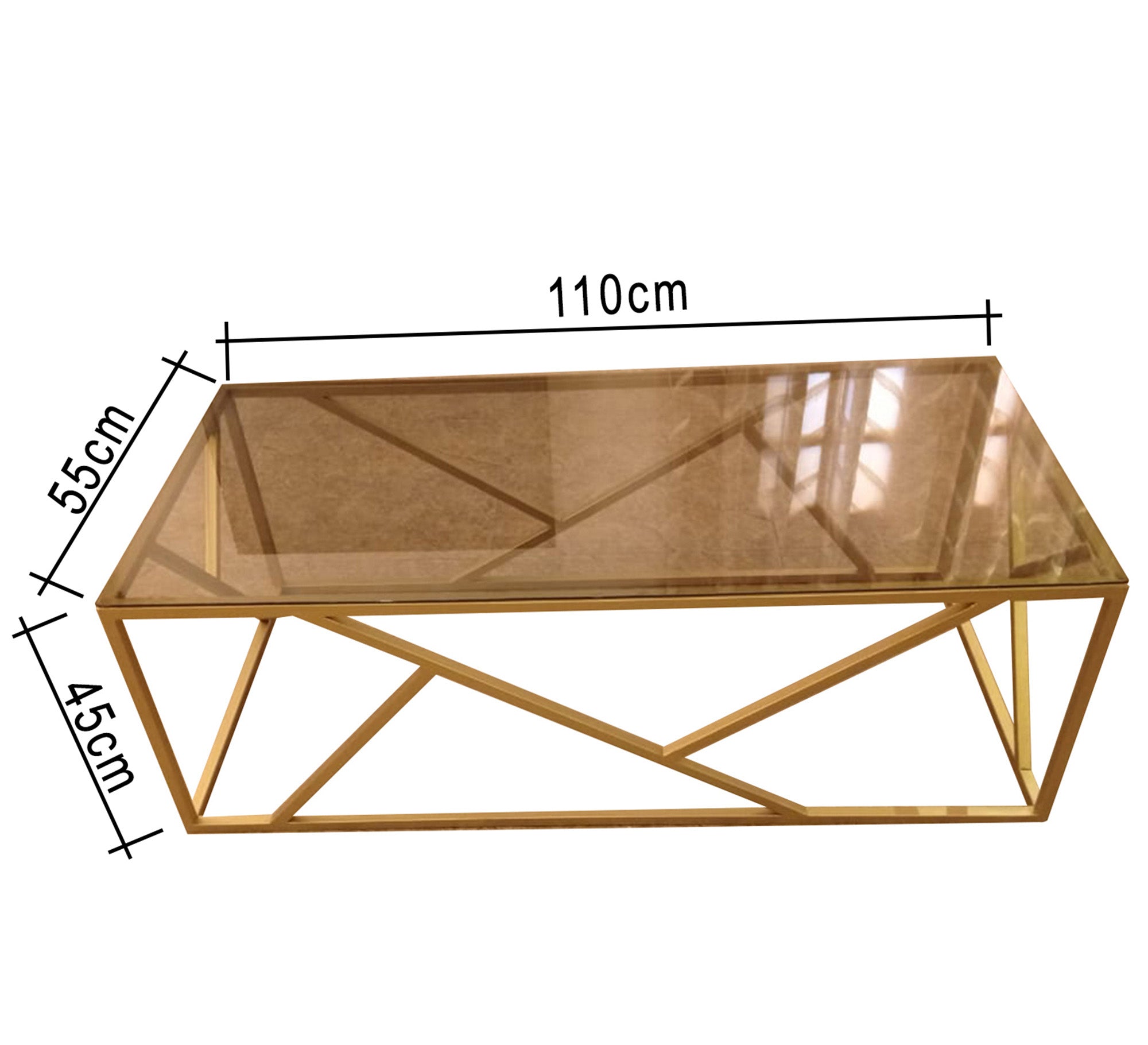 Rectangular golden modern table - Vitrine Furniture - Living room Tables