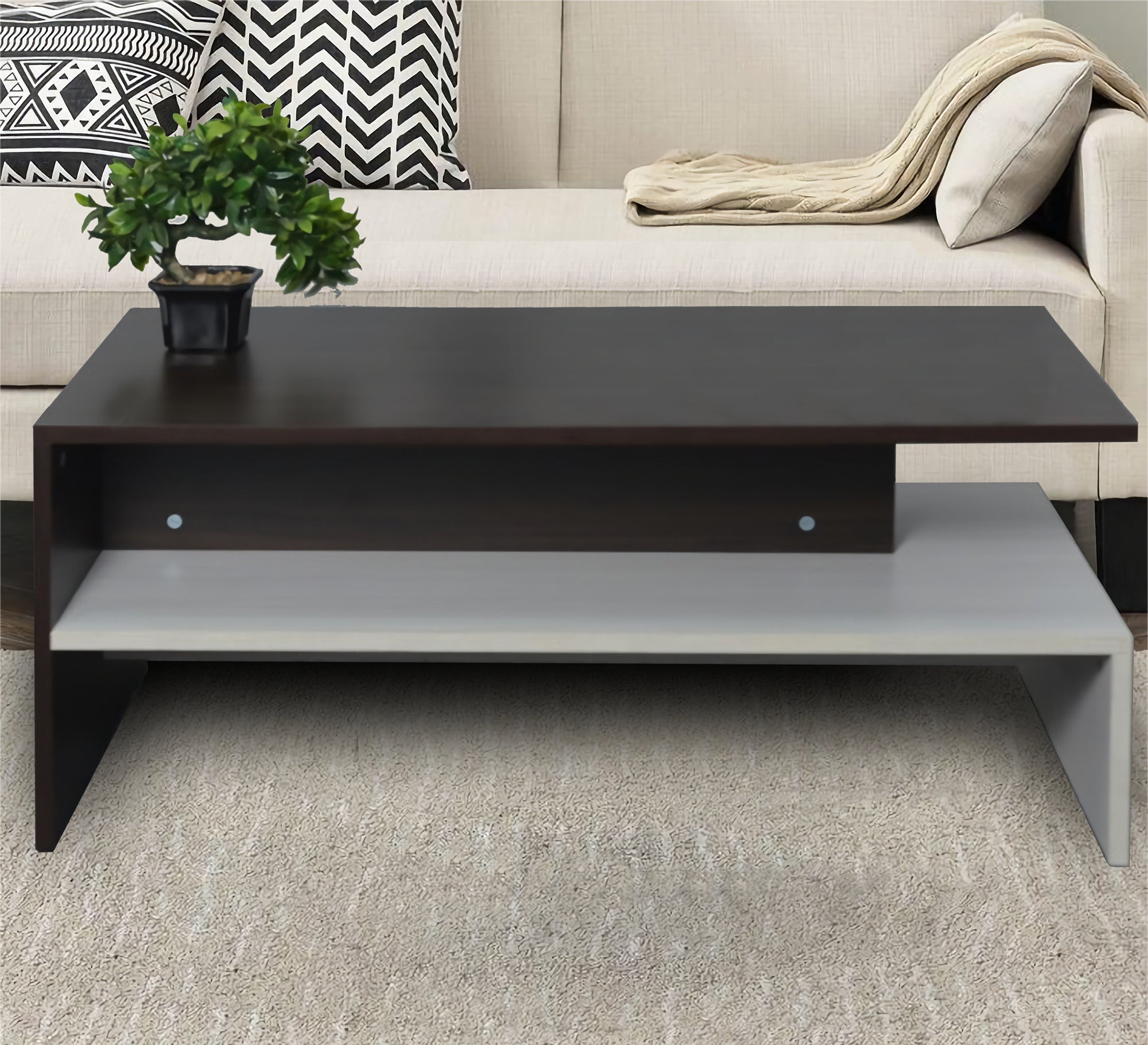 Rectangular living room table with lower shelf - Vitrine Furniture - Furniture