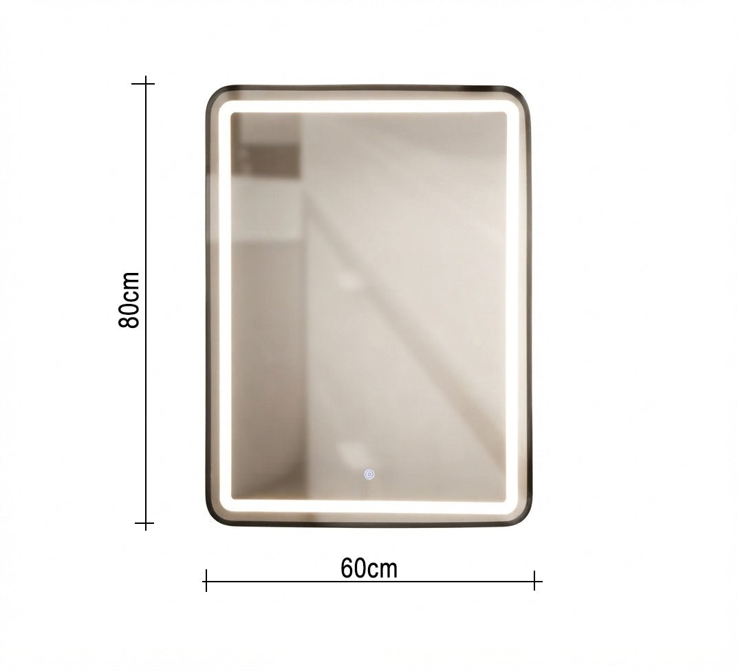Rectangular mirror with a black frame and front lighting - Vitrine Furniture - Mirrors