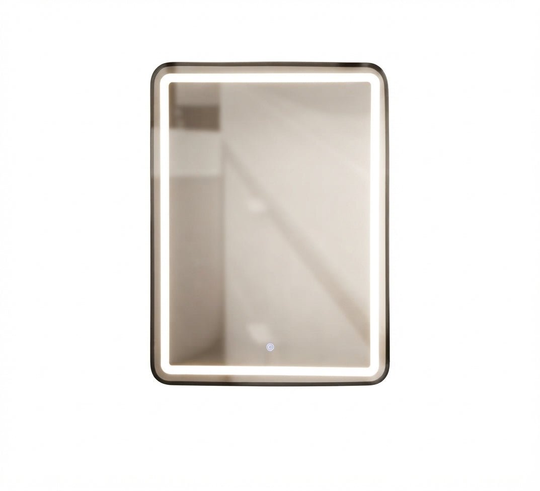 Rectangular mirror with a black frame and front lighting - Vitrine Furniture - Mirrors