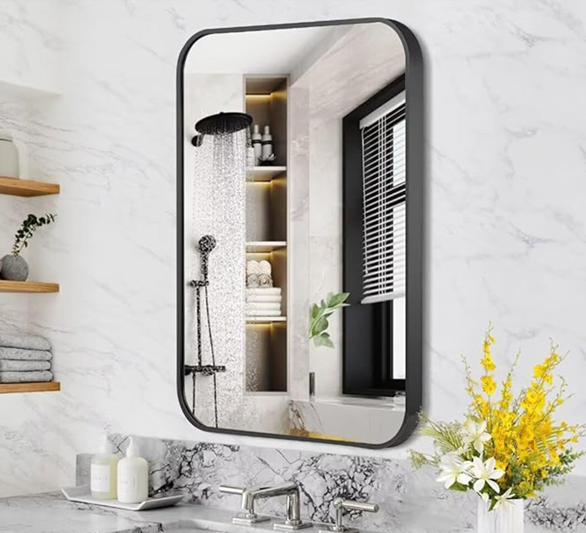 Rectangular mirror with a black metal frame - Vitrine Furniture - Mirrors