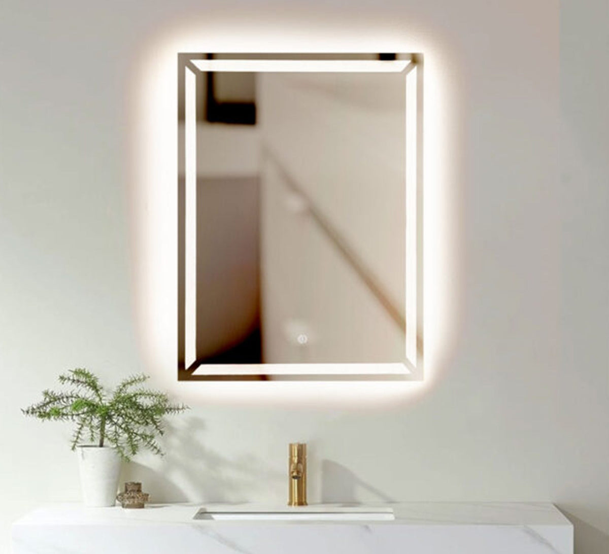 Rectangular mirror with a double light frame - Vitrine Furniture - Mirrors