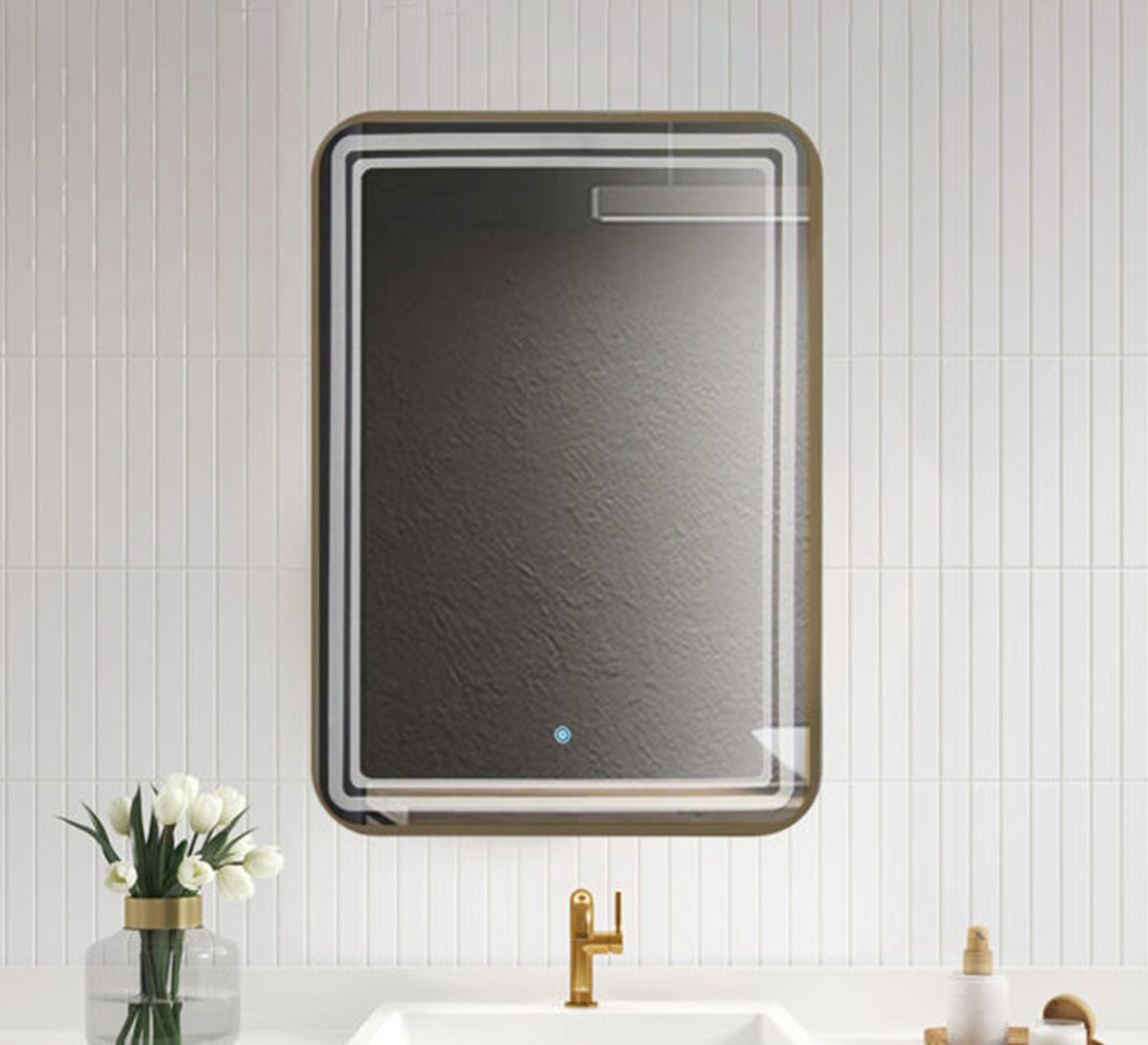 Rectangular mirror with a metal frame and dual lighting - Vitrine Furniture - Mirrors