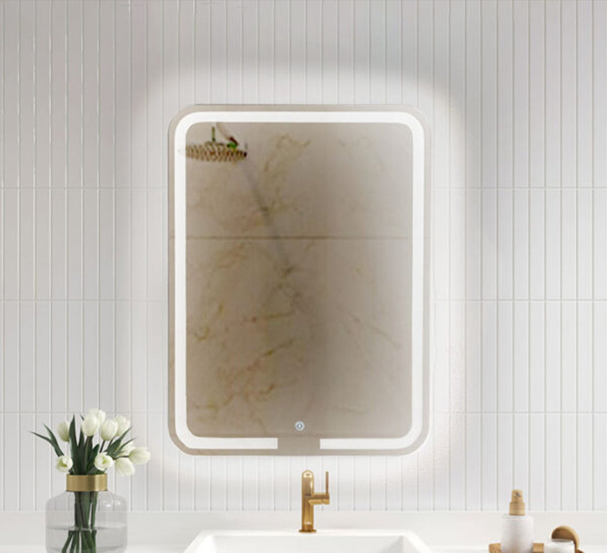 Rectangular mirror with an illuminated frosted frame - Vitrine Furniture - Mirrors
