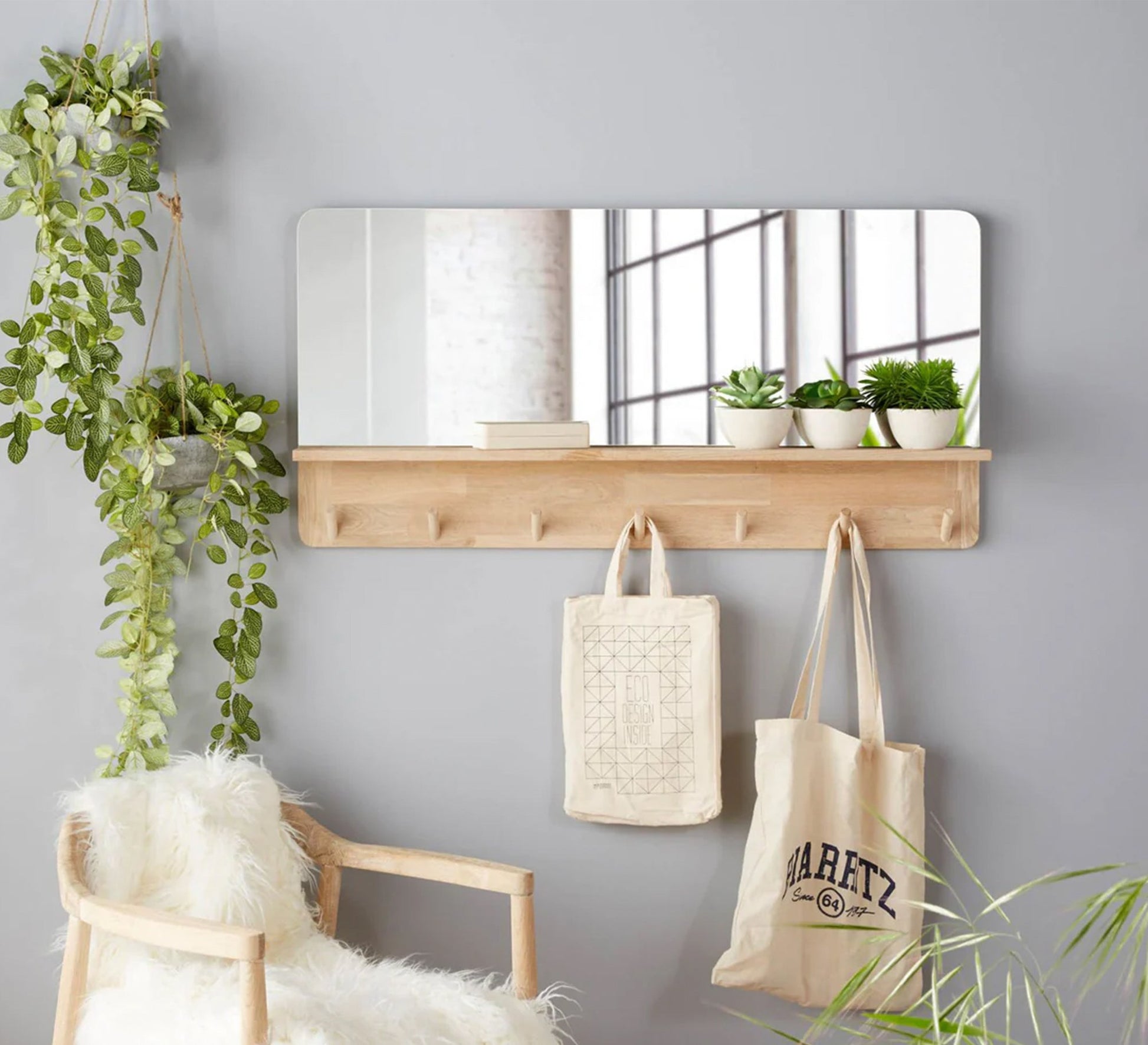 Rectangular mirror with hanging accessory - Vitrine Furniture - Décor