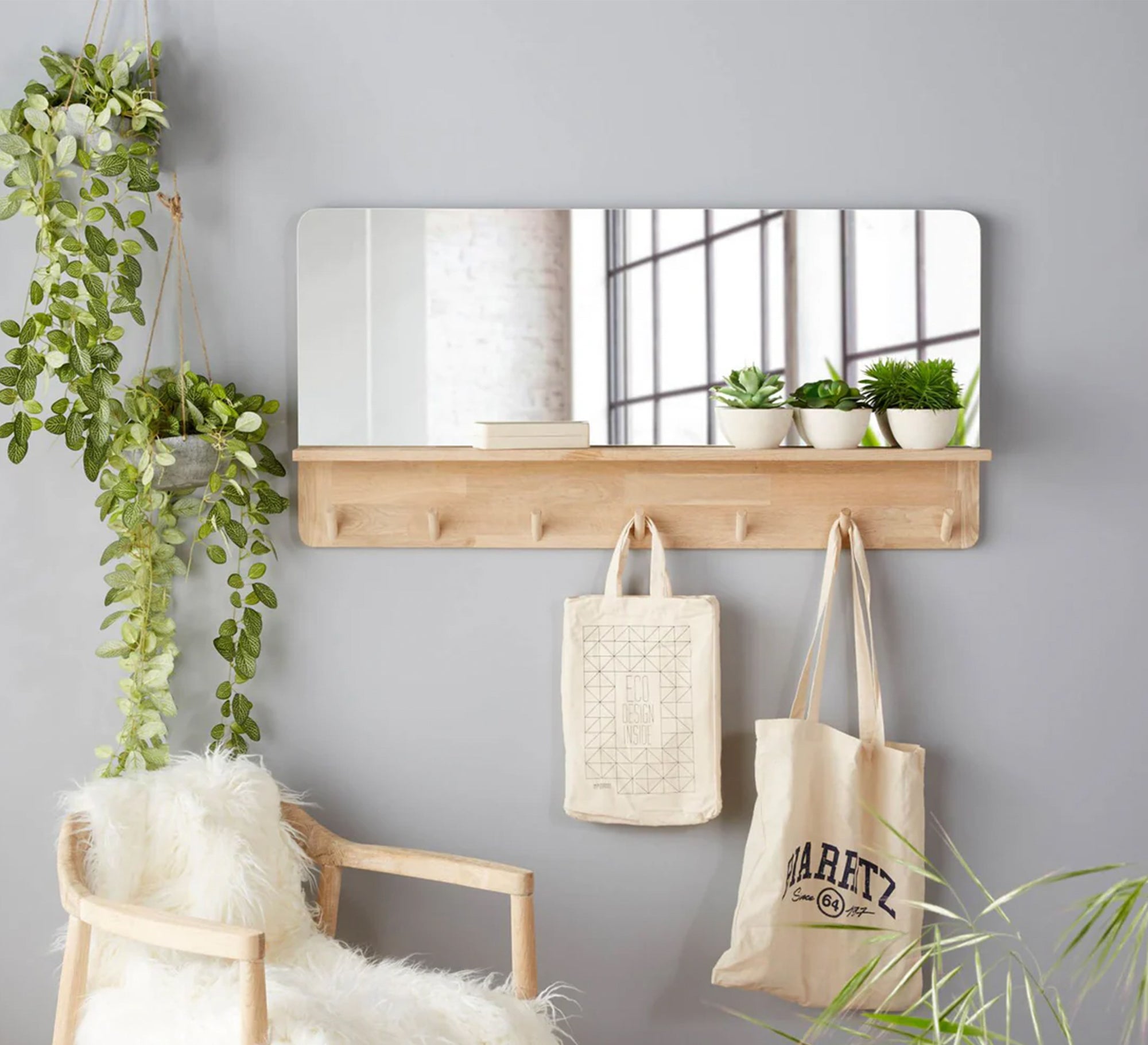 Rectangular mirror with hanging accessory - Vitrine Furniture - Décor