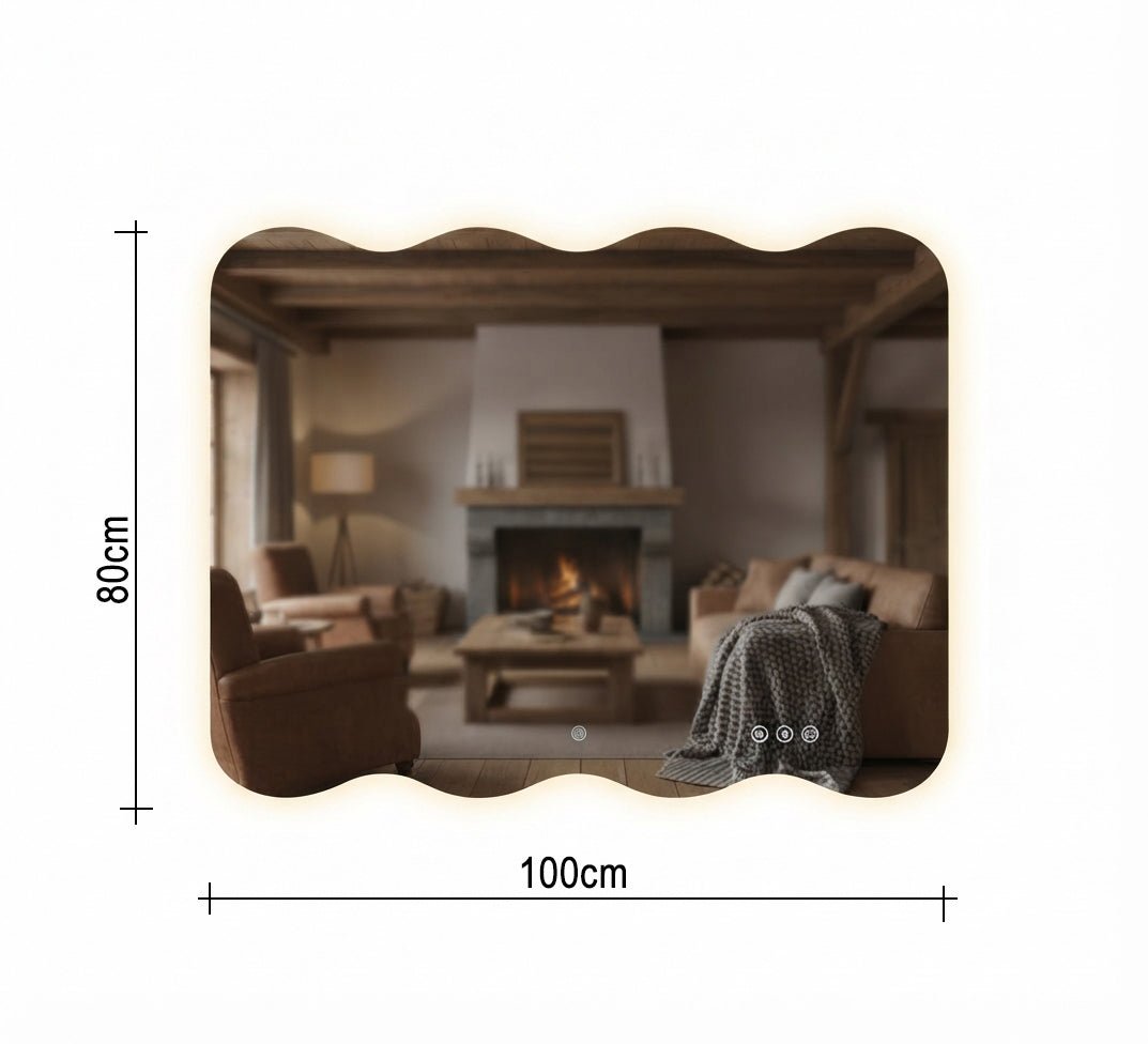 Rectangular mirror with wavy edges and illumination - Vitrine Furniture - Mirrors