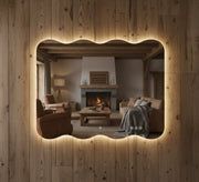 Rectangular mirror with wavy edges and illumination - Vitrine Furniture - Mirrors