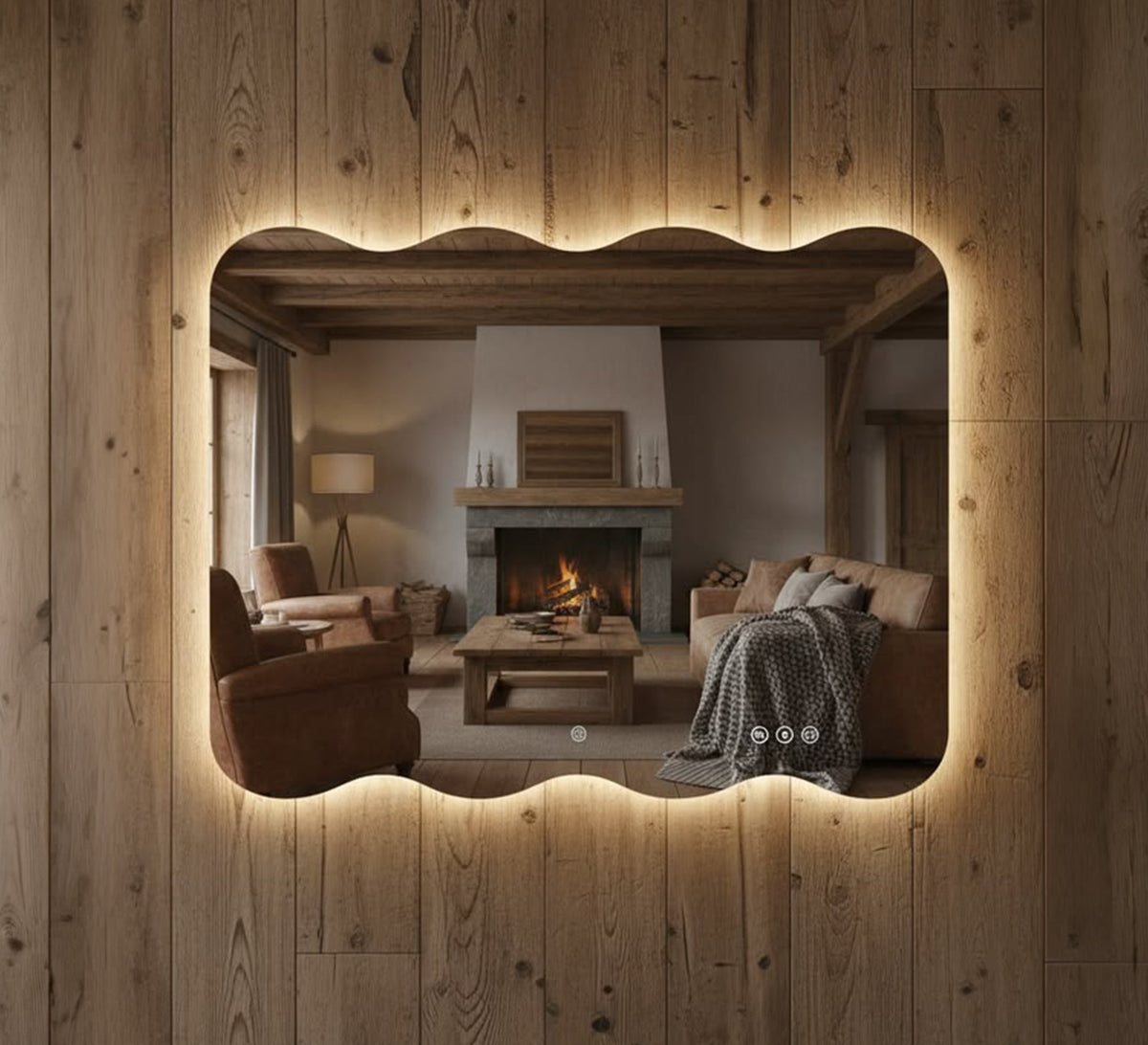 Rectangular mirror with wavy edges and illumination - Vitrine Furniture - Mirrors